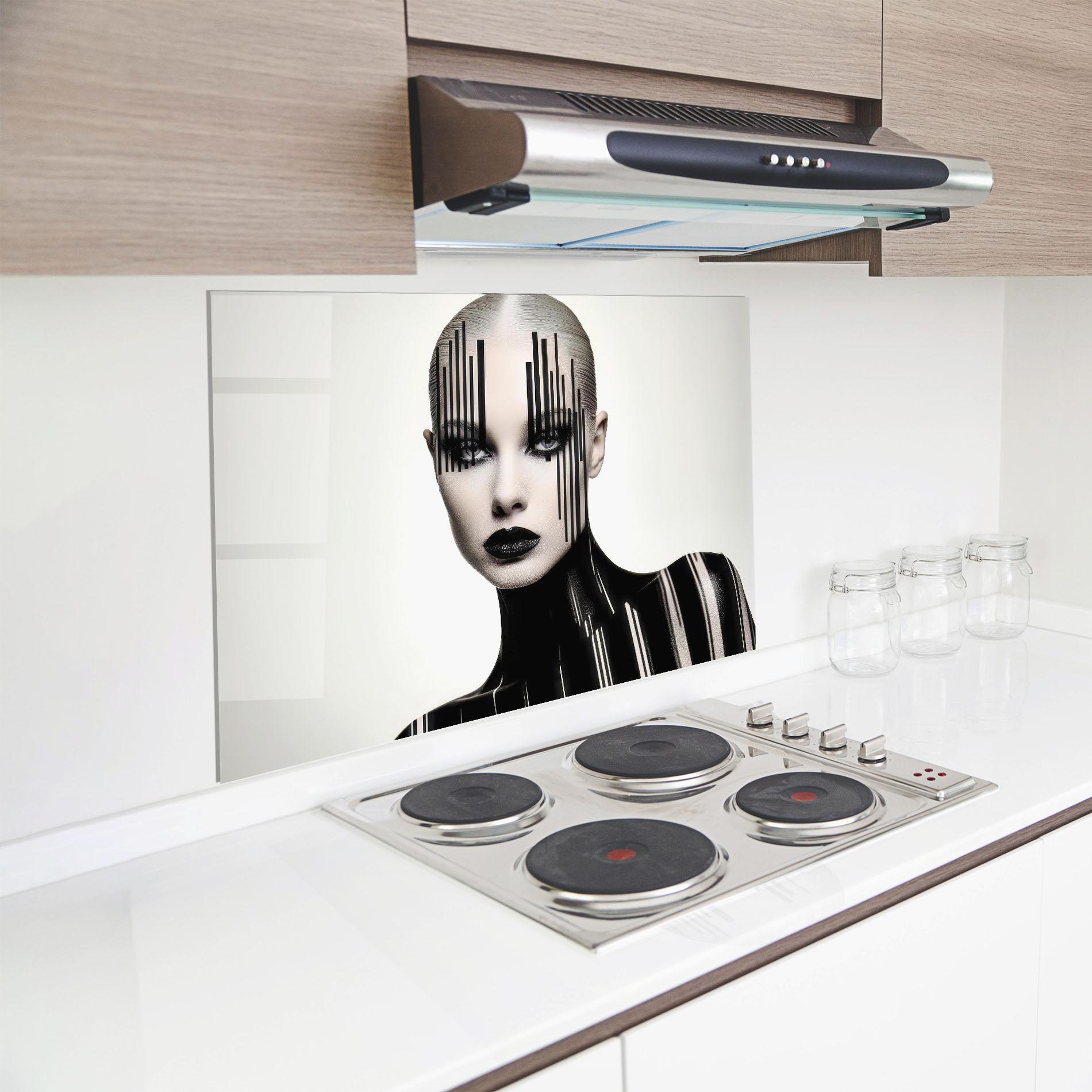 Panou Sticla Bucatarie Black Lips And Outfit mockup 8