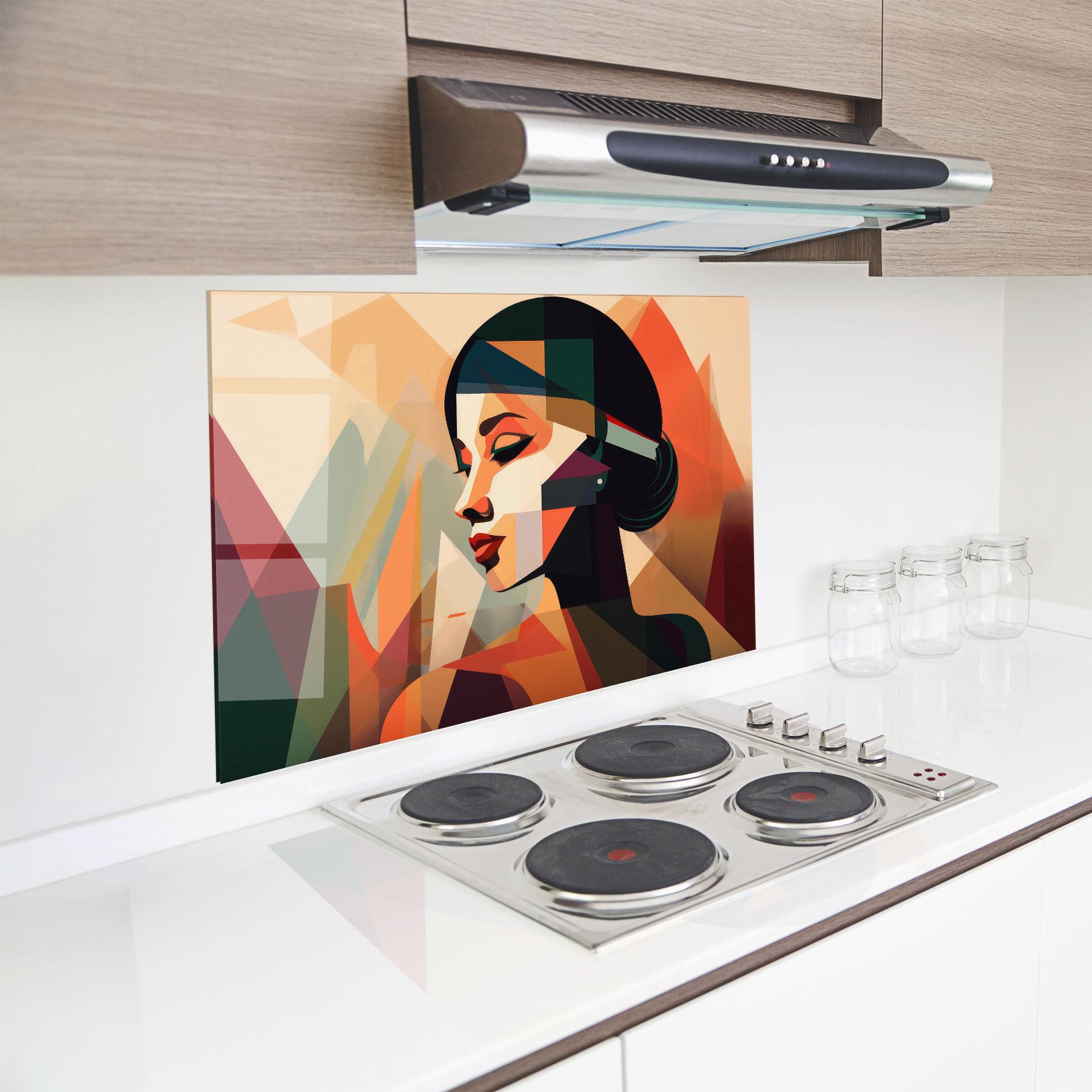 Panou Sticla Bucatarie Bold Shapes Lines mockup 8