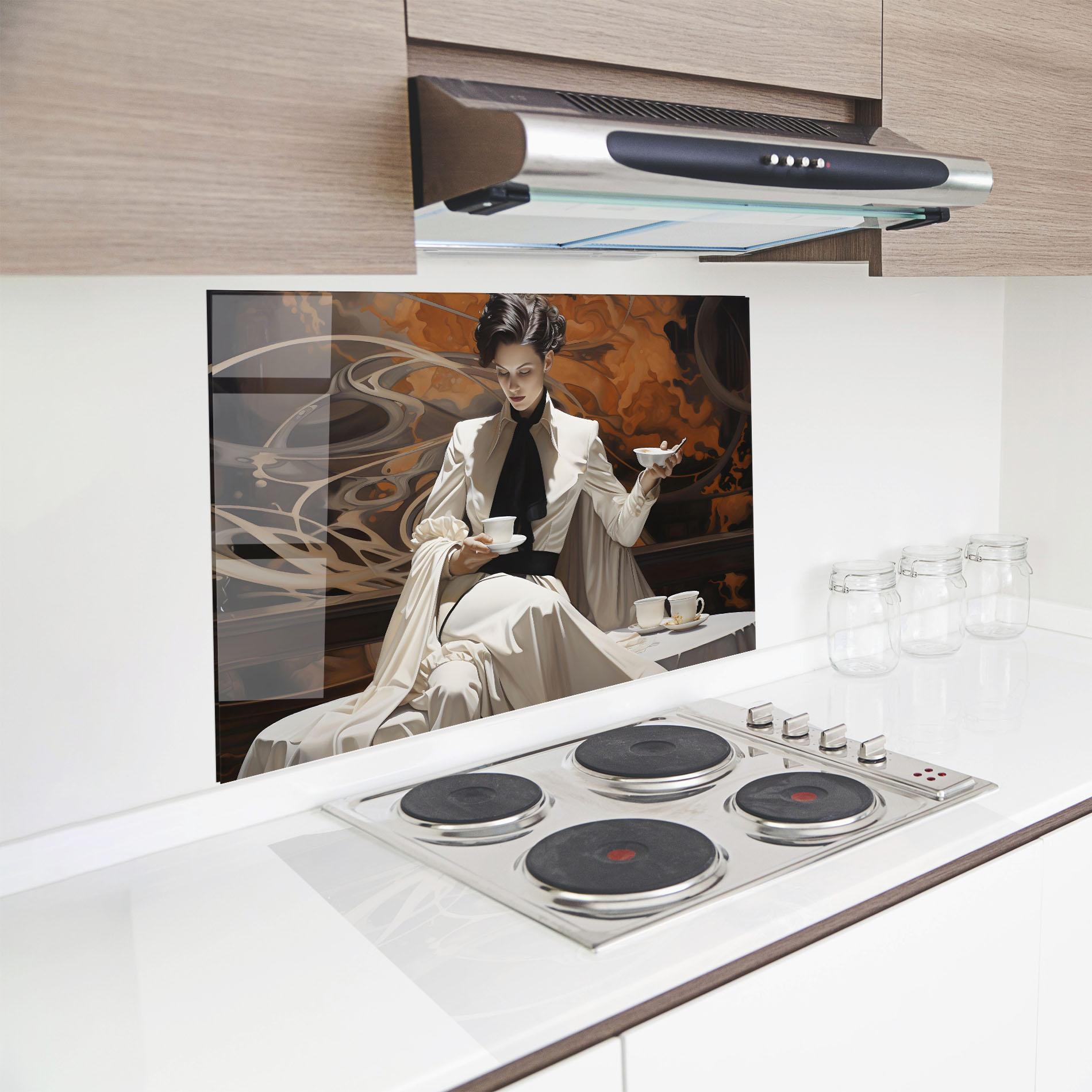 Panou Sticla Bucatarie Coffee Woman mockup 8