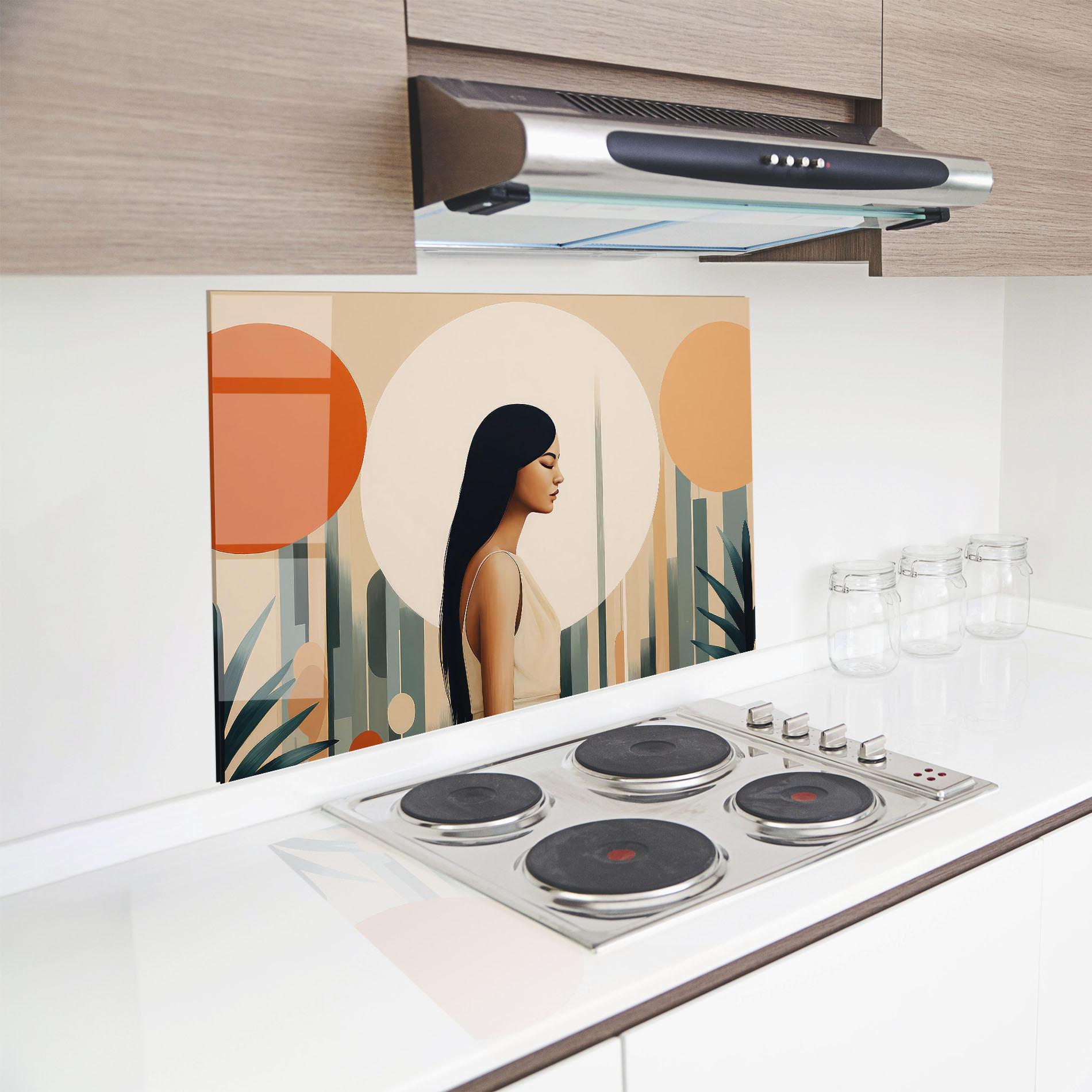 Panou Sticla Bucatarie Geometric Women mockup 8