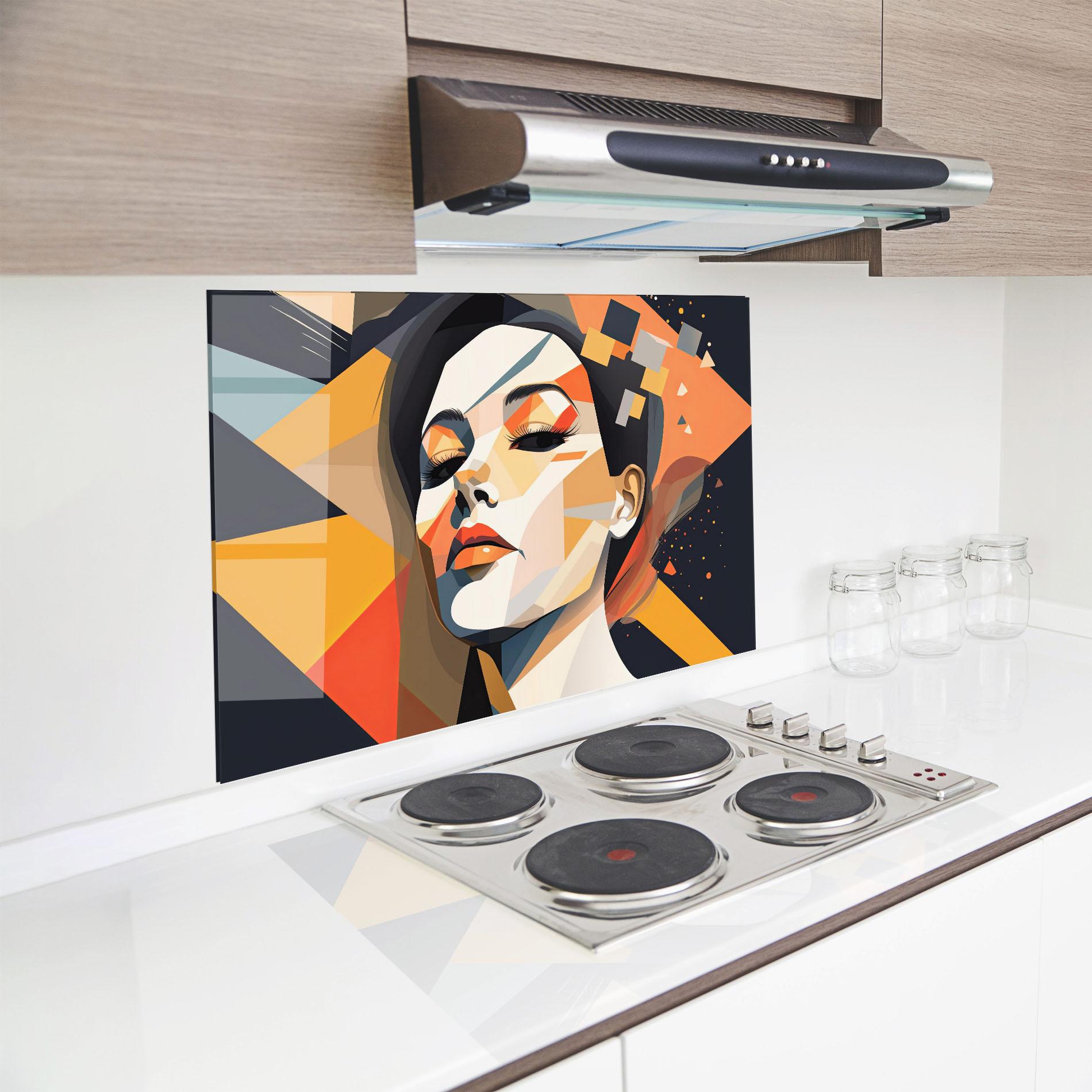 Panou Sticla Bucatarie Modern Orange Makeup mockup 8