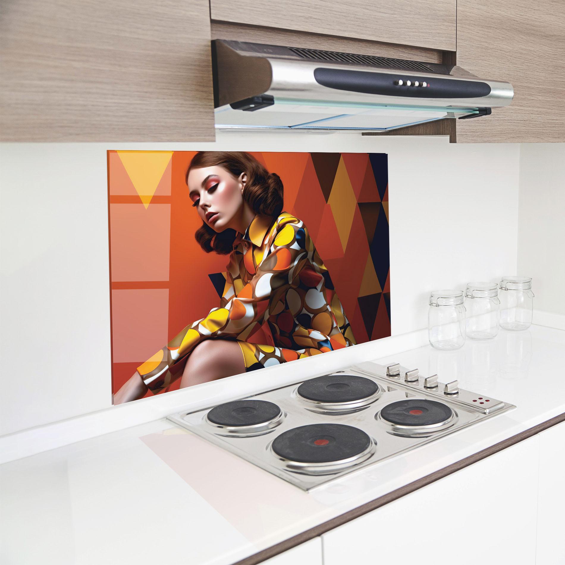 Panou Sticla Bucatarie Orange Fashion Design mockup 8