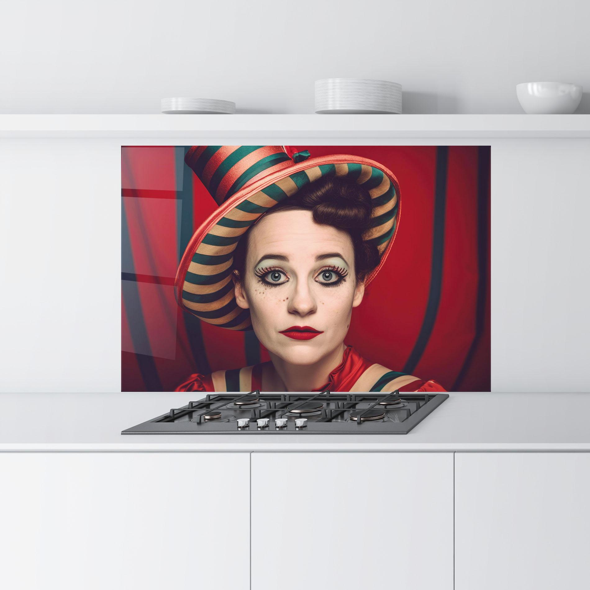 Panou Sticla Bucatarie Carnival Vintage Portrait mockup 9