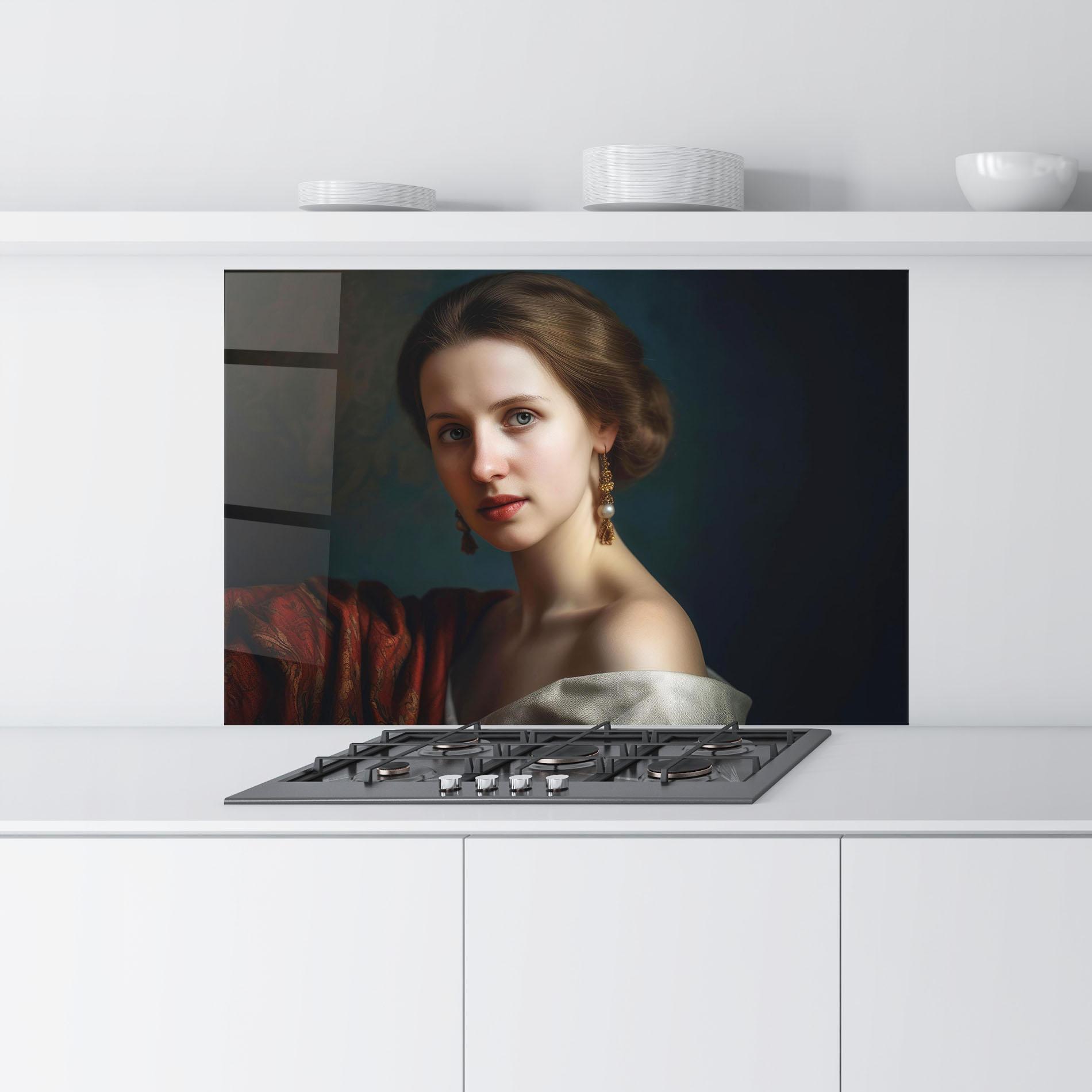 Panou Sticla Bucatarie Classical Painting mockup 9