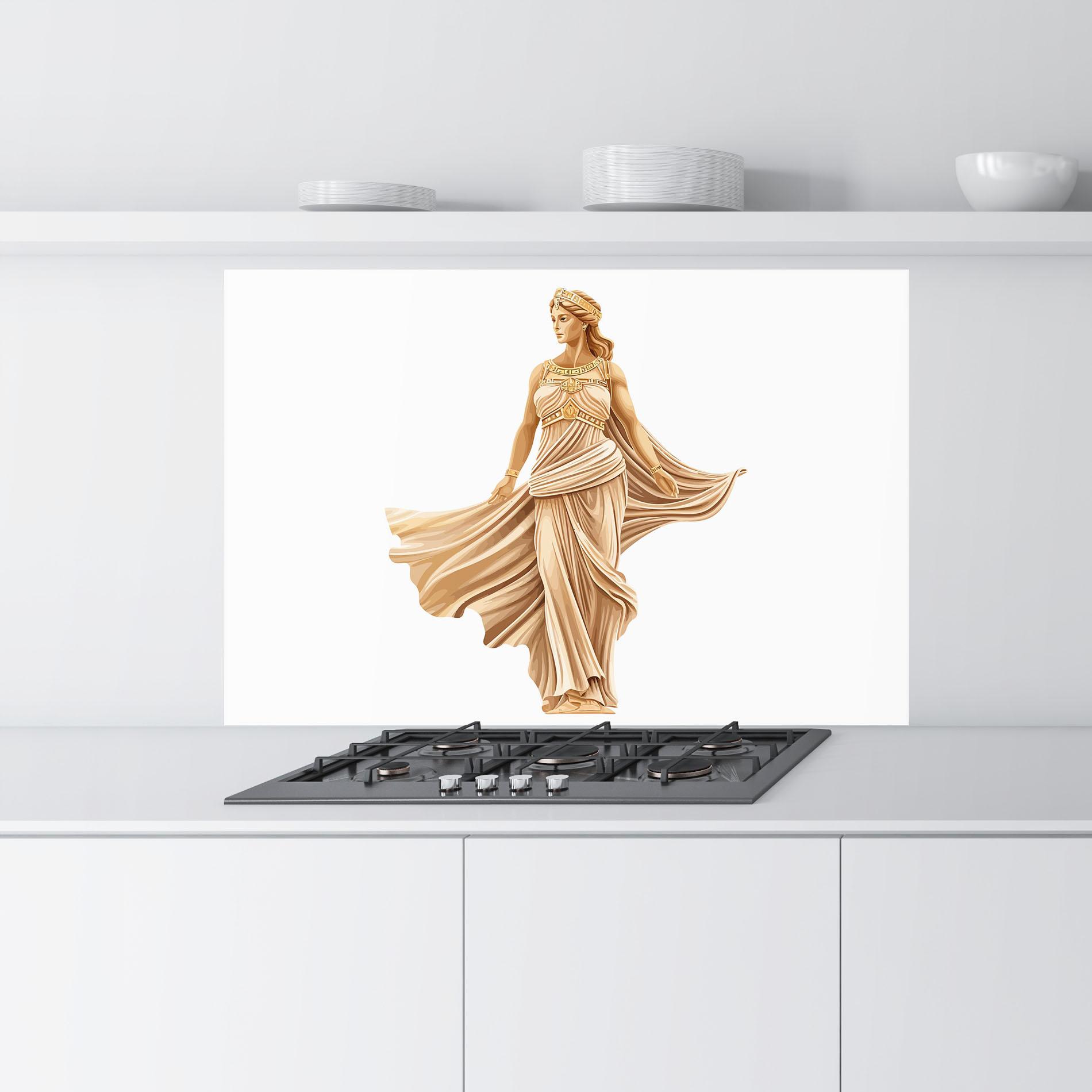 Panou Sticla Bucatarie Gold Statue mockup 9