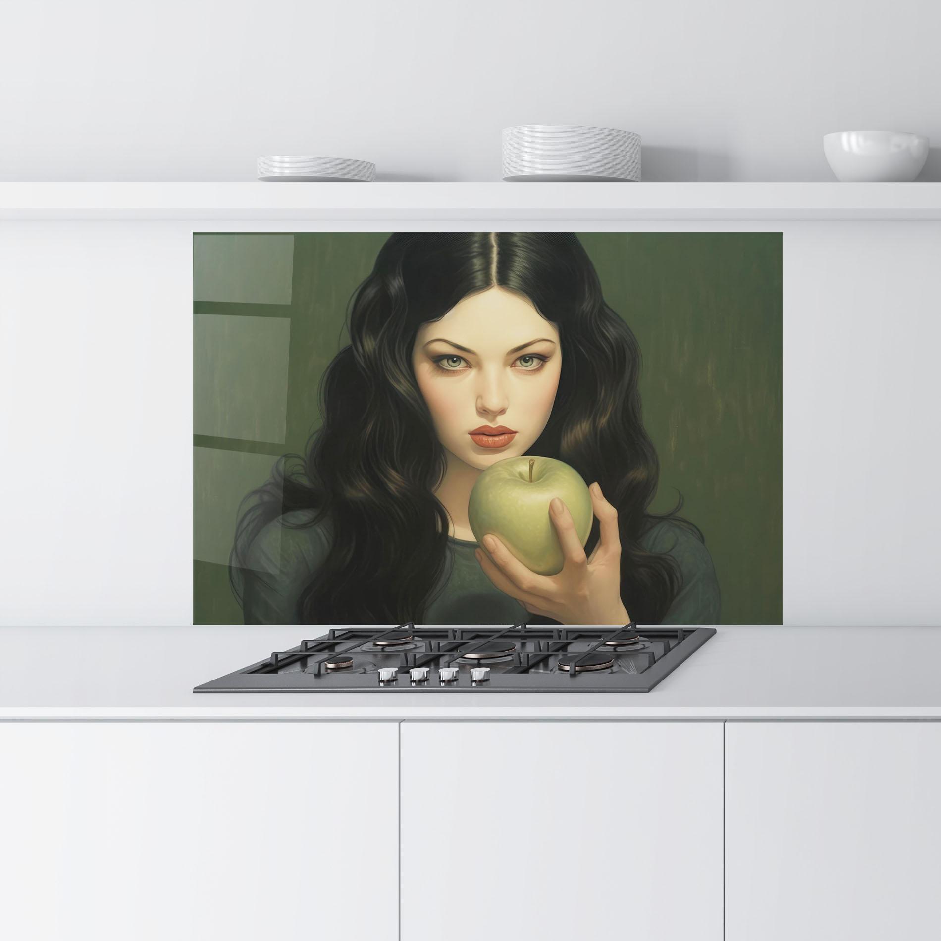 Panou Sticla Bucatarie Green Apple Painting mockup 9