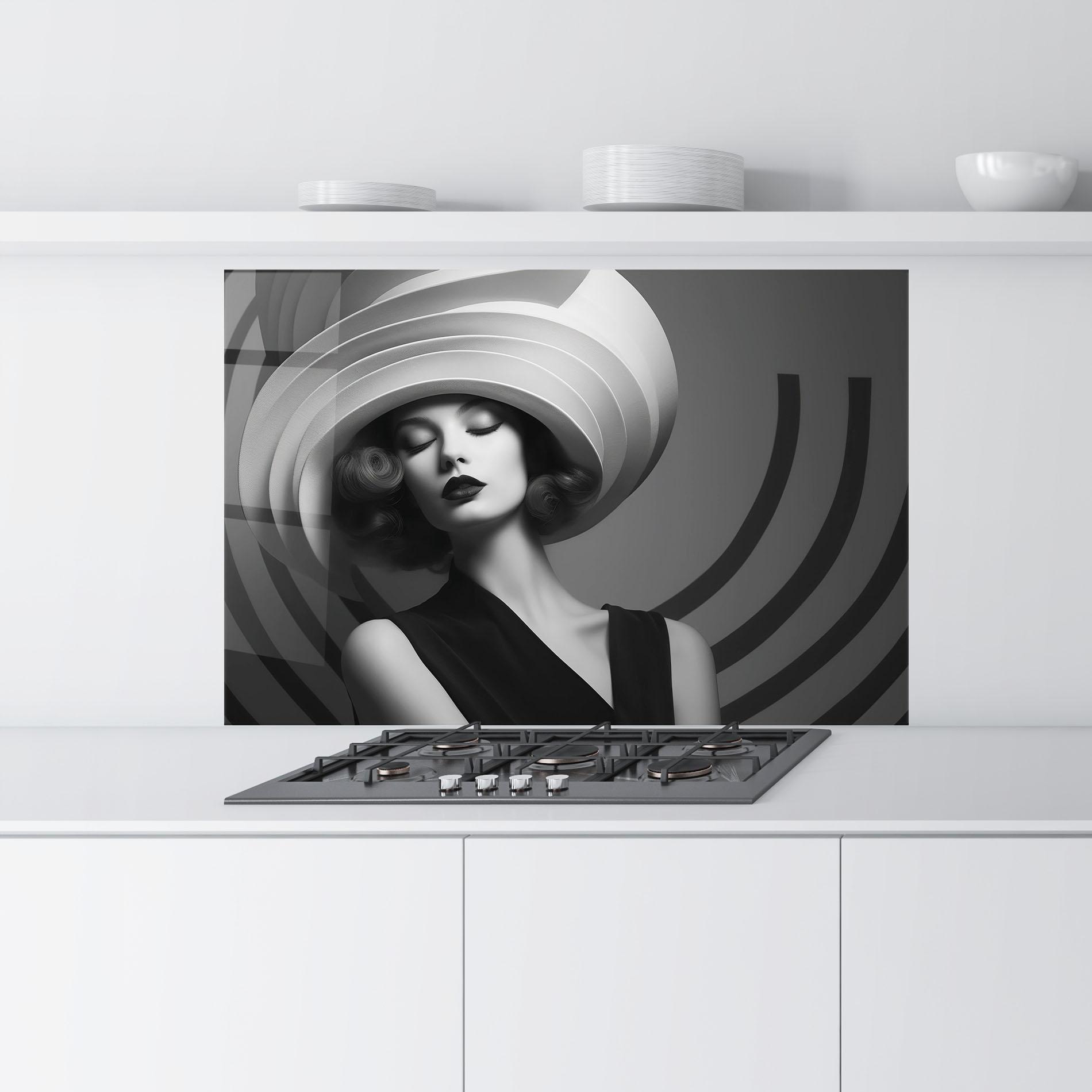 Panou Sticla Bucatarie Vintage Pretty Lady mockup 9