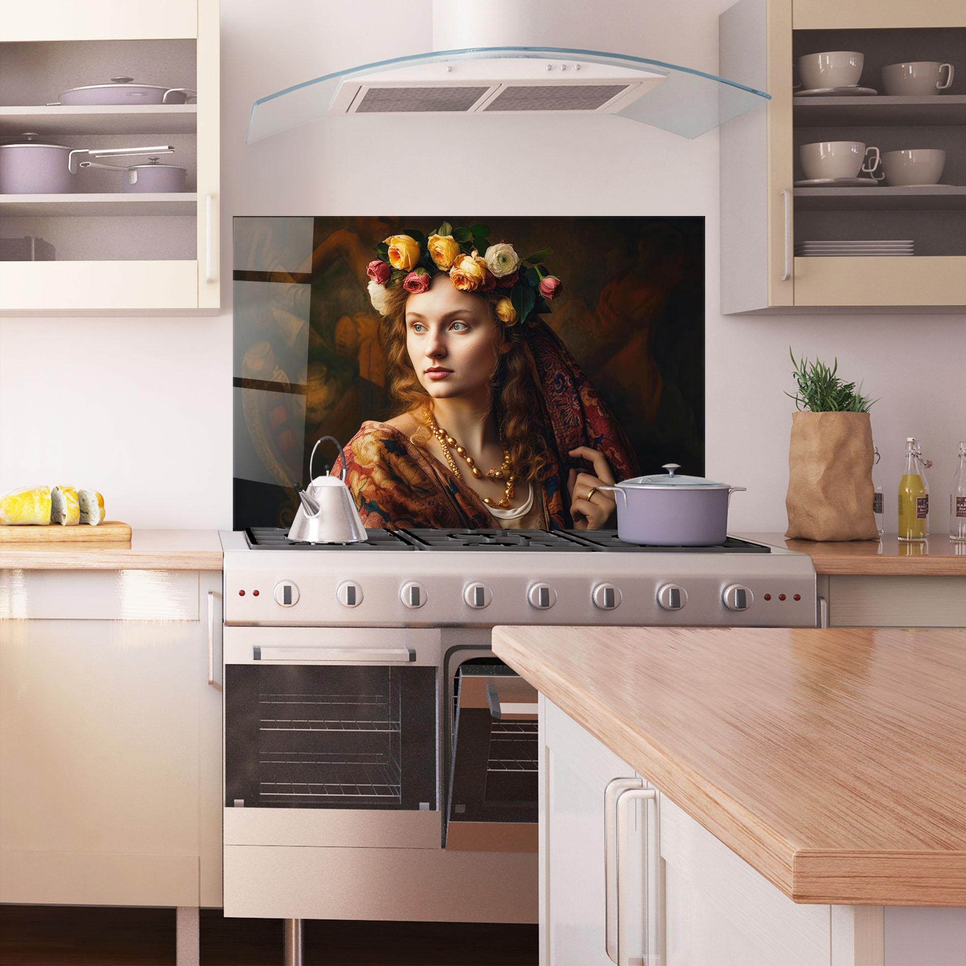 Panou Sticla Bucatarie Renaissance Woman mockup 1