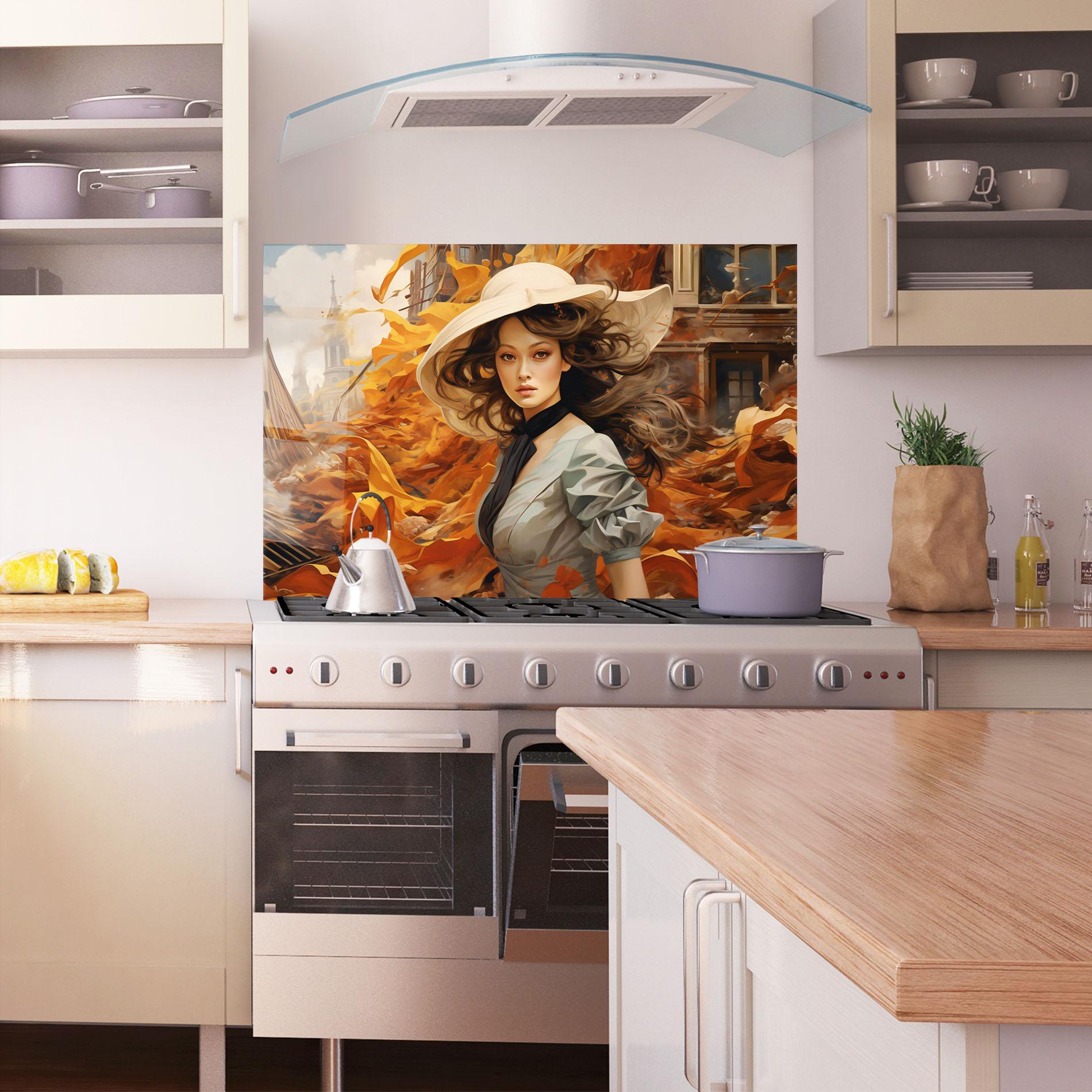 Panou Sticla Bucatarie Vintage Outfit On Orange mockup 1