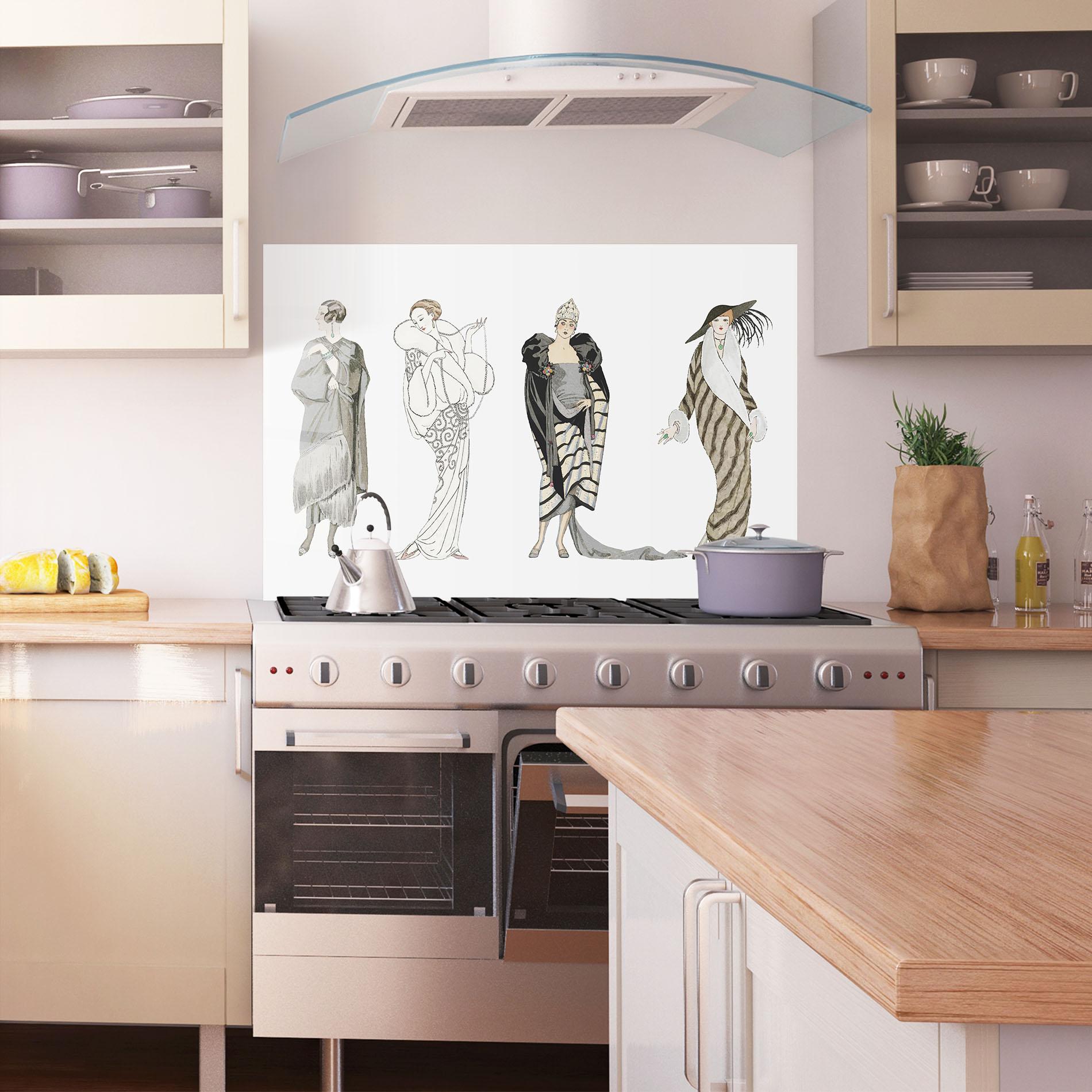 Panou Sticla Bucatarie Vintage Outfits mockup 1