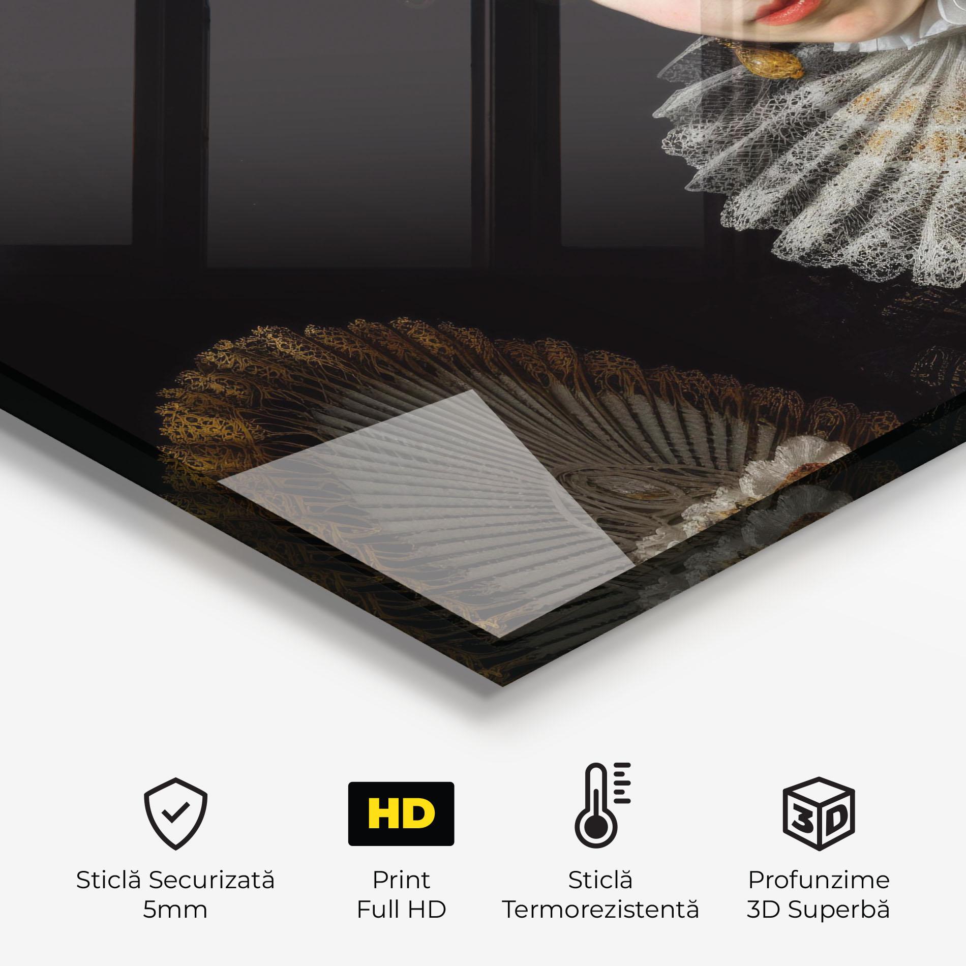 Panou Sticla Bucatarie Baroque Lady Portrait mockup 2