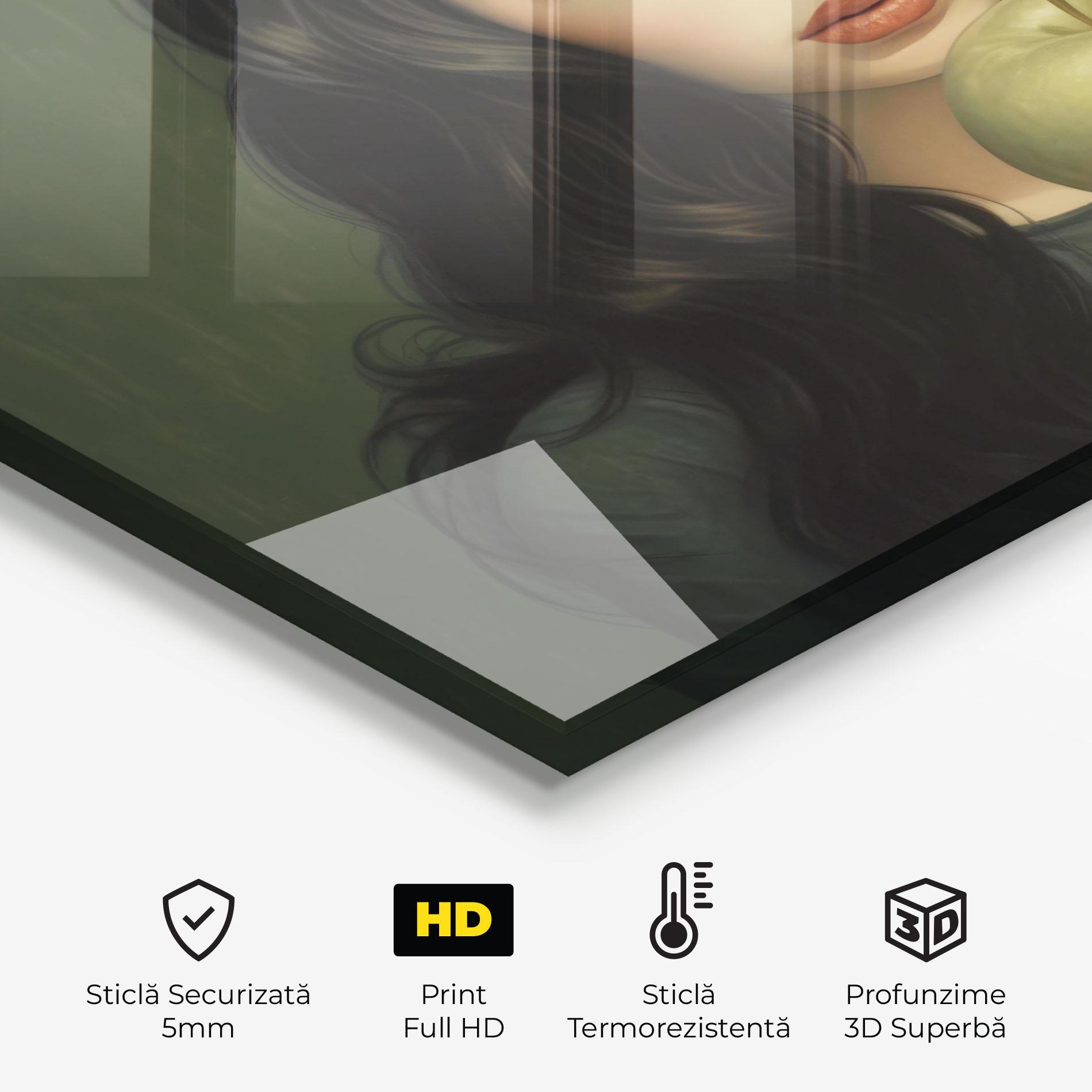 Panou Sticla Bucatarie Green Apple Painting mockup 2