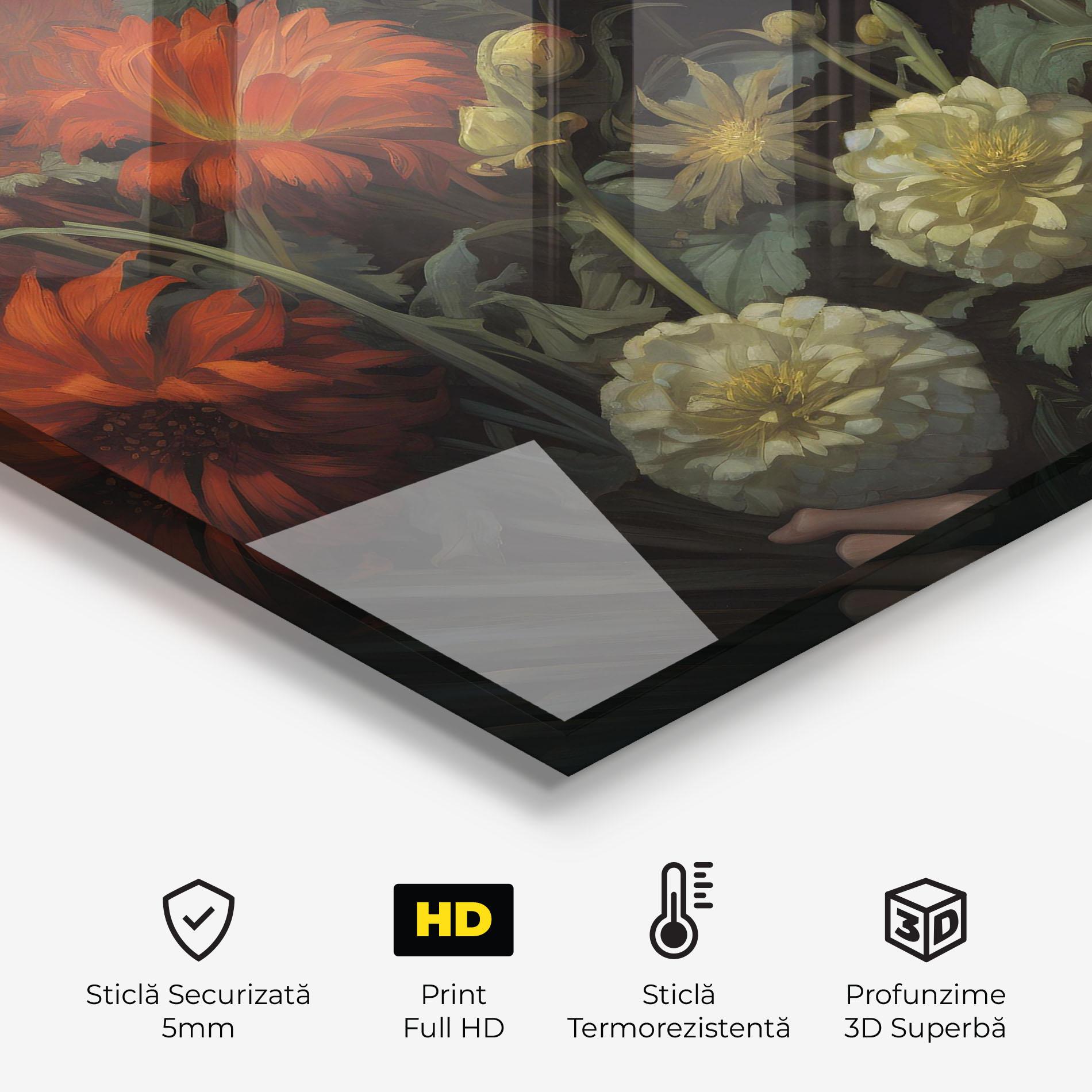 Panou Sticla Bucatarie Vintage Flowers mockup 2