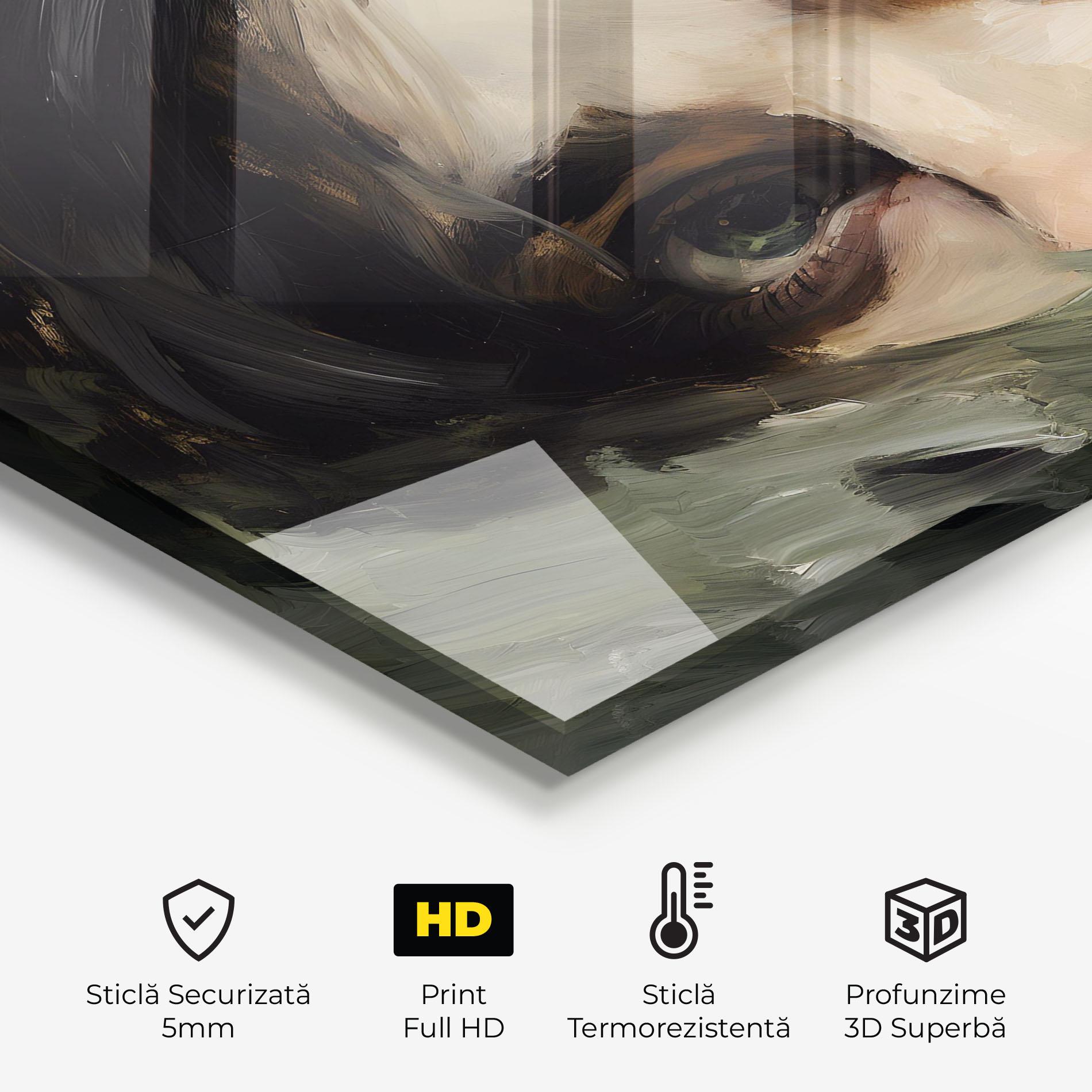 Panou Sticla Bucatarie Vintage Green Eyes Art mockup 2