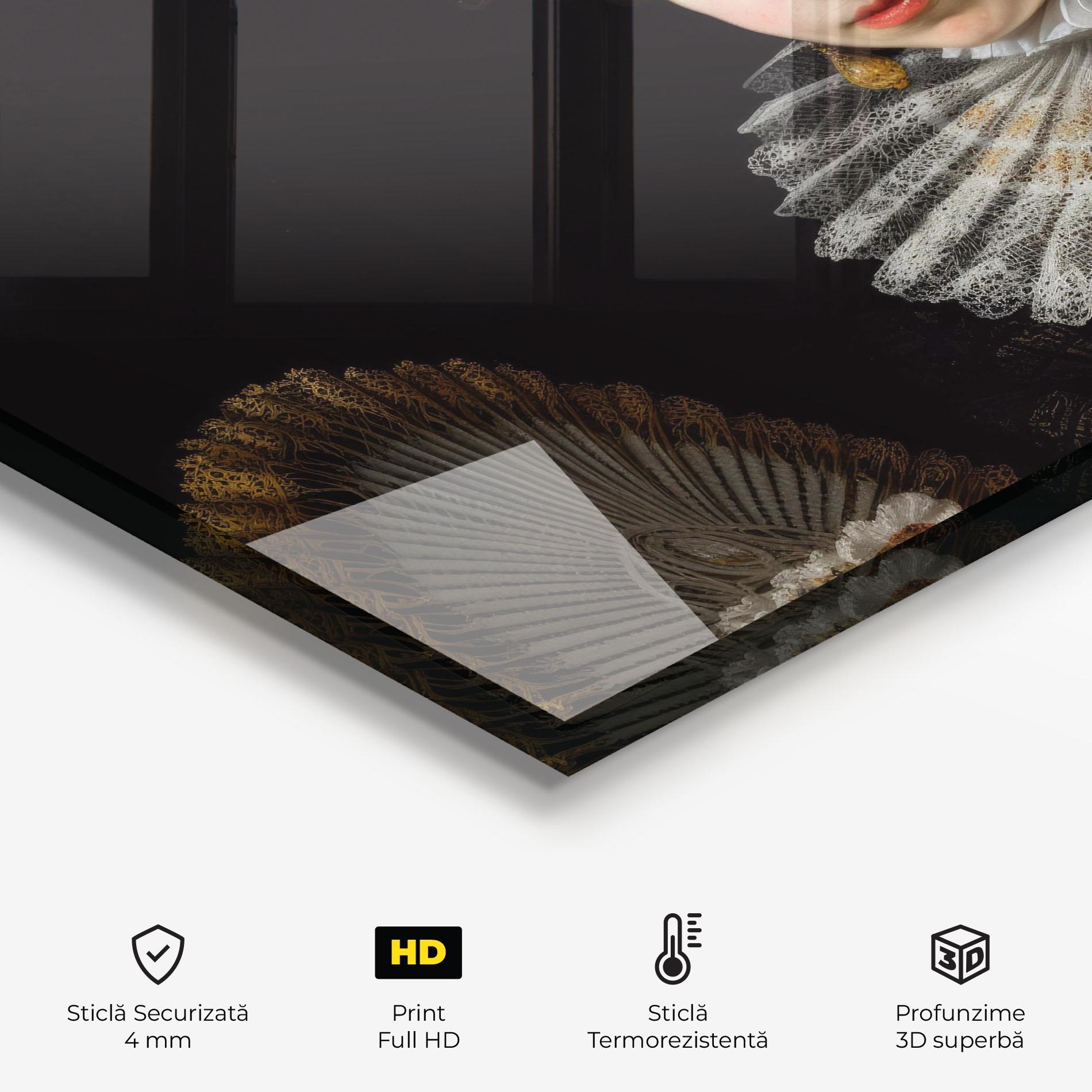 Panou Sticla Bucatarie Baroque Lady Portrait mockup 2