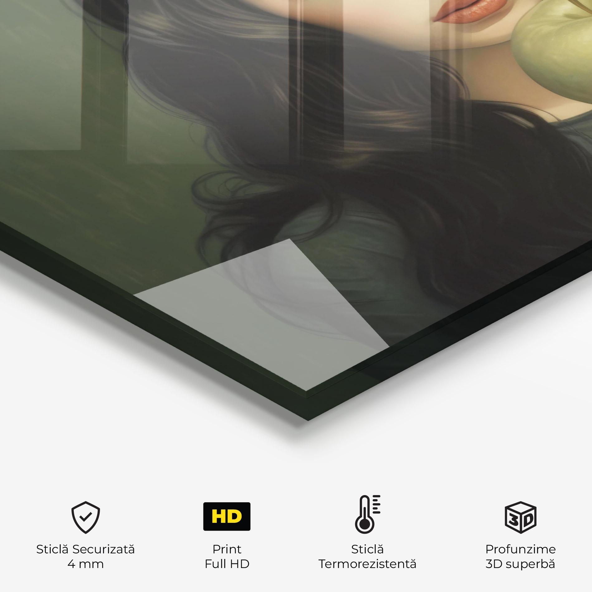 Panou Sticla Bucatarie Green Apple Painting mockup 2