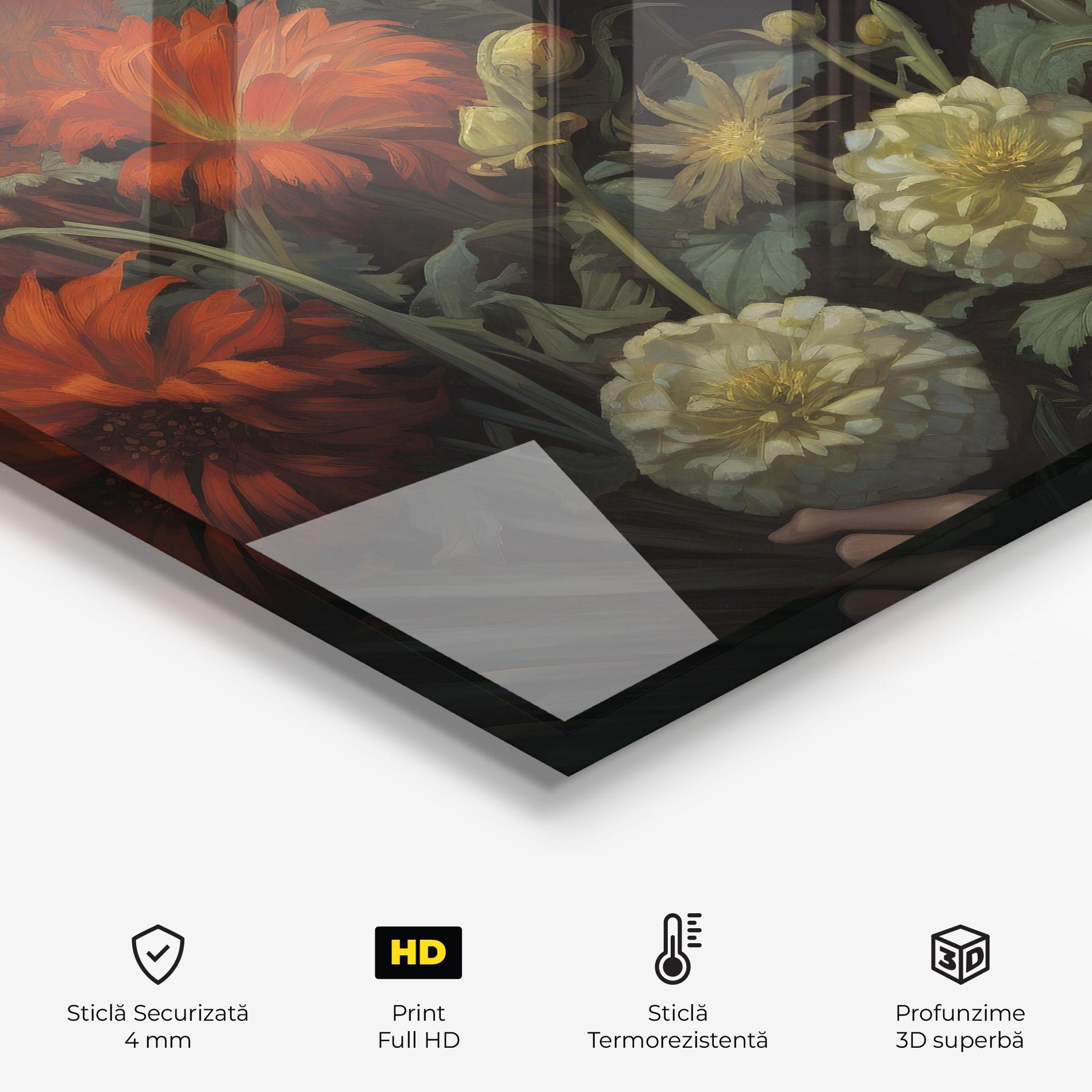 Panou Sticla Bucatarie Vintage Flowers mockup 2