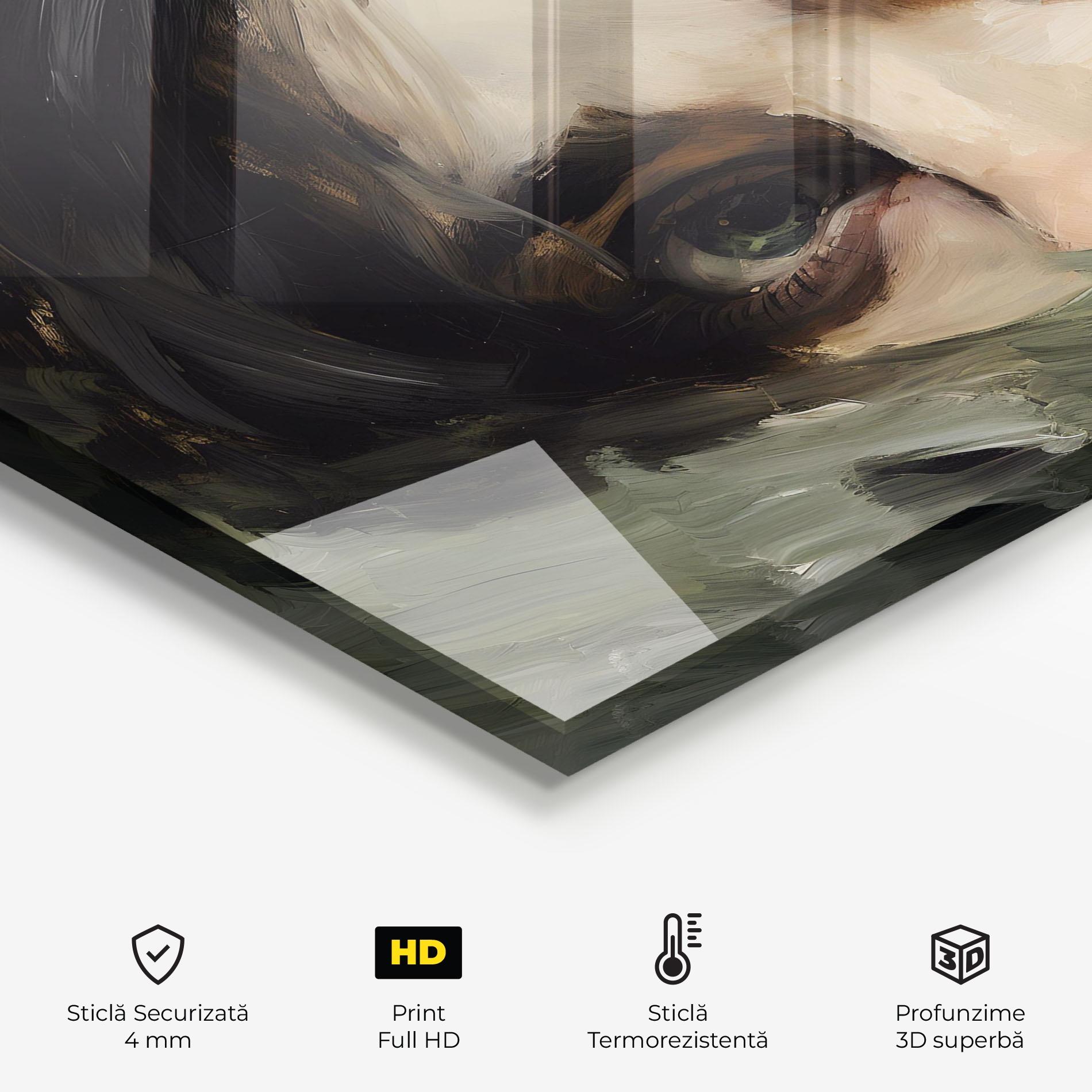 Panou Sticla Bucatarie Vintage Green Eyes Art mockup 2