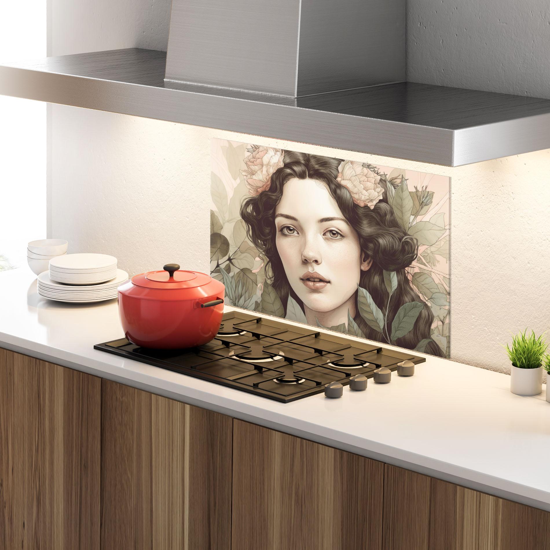 Panou Sticla Bucatarie Beautiful Vintage Portrait mockup 4