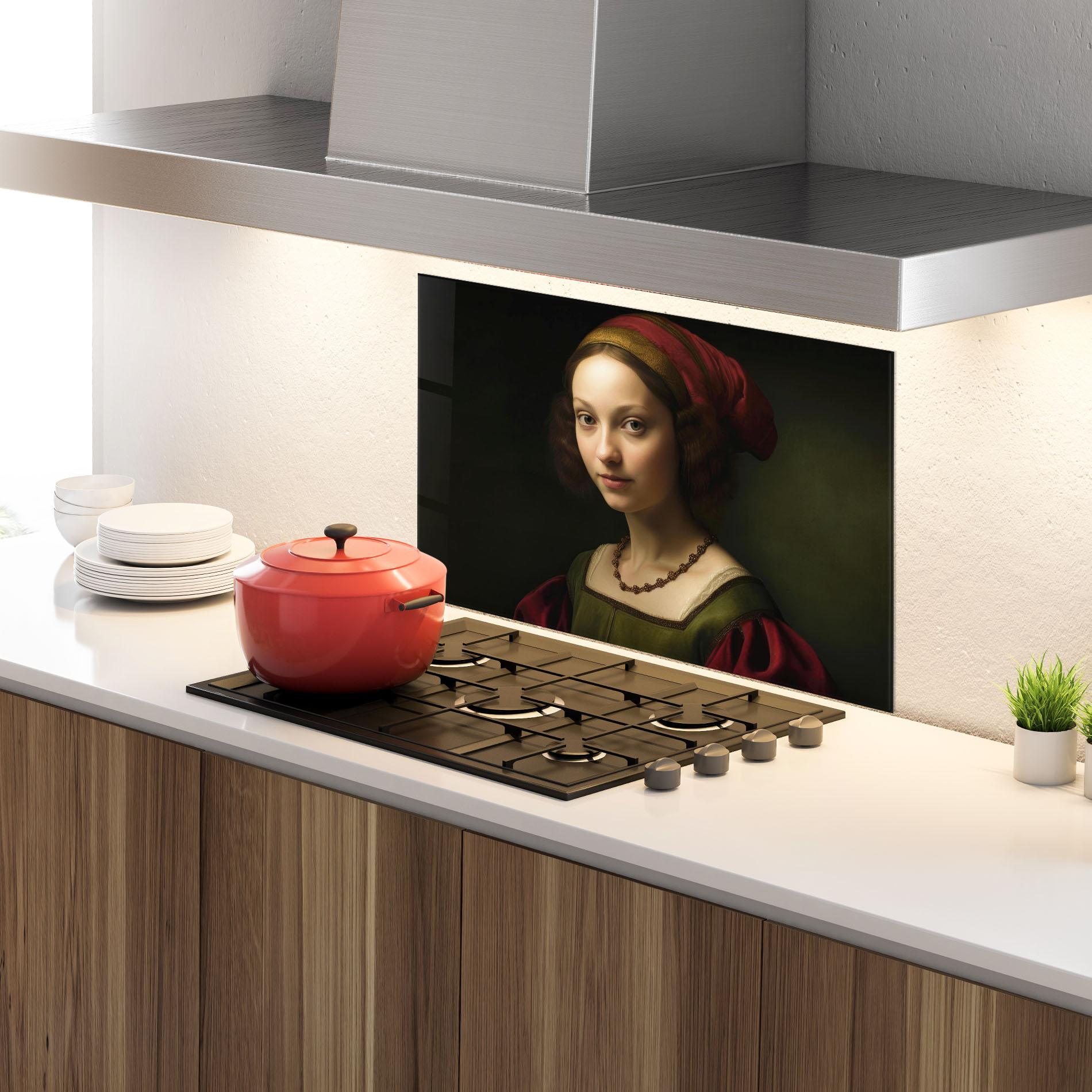 Panou Sticla Bucatarie Vintage Old Painting mockup 4