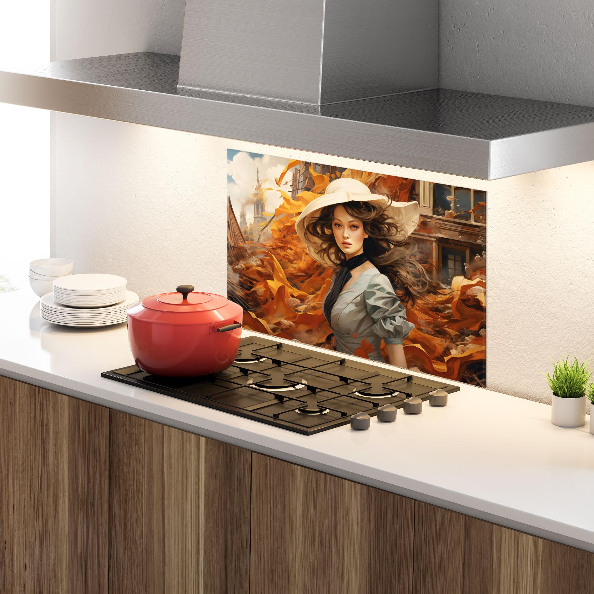 Panou Sticla Bucatarie Vintage Outfit On Orange mockup 4