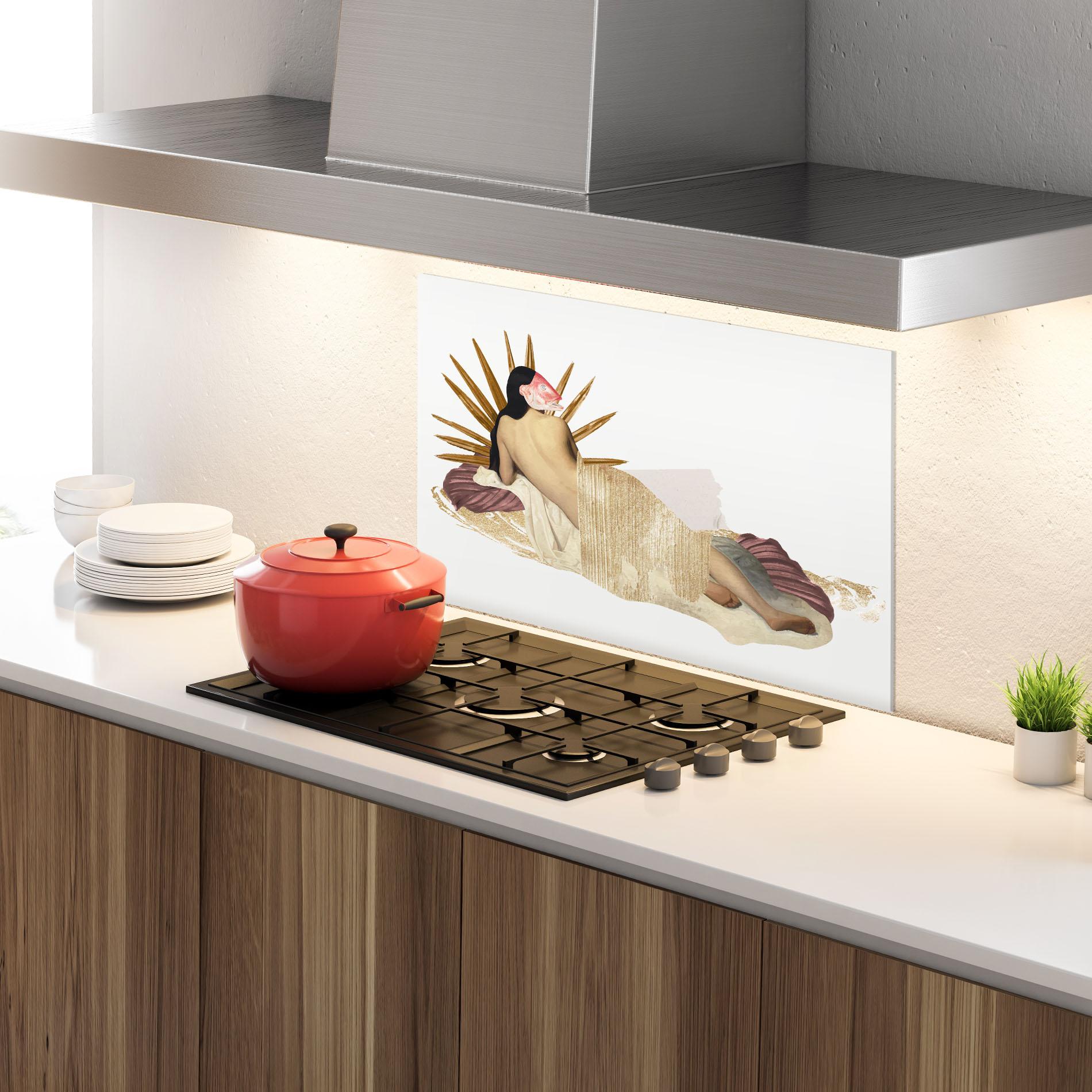 Panou Sticla Bucatarie Vintage Woman Art mockup 4