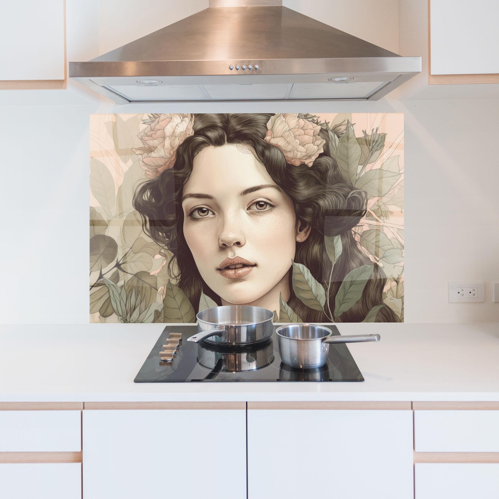 Panou Sticla Bucatarie Beautiful Vintage Portrait mockup 5