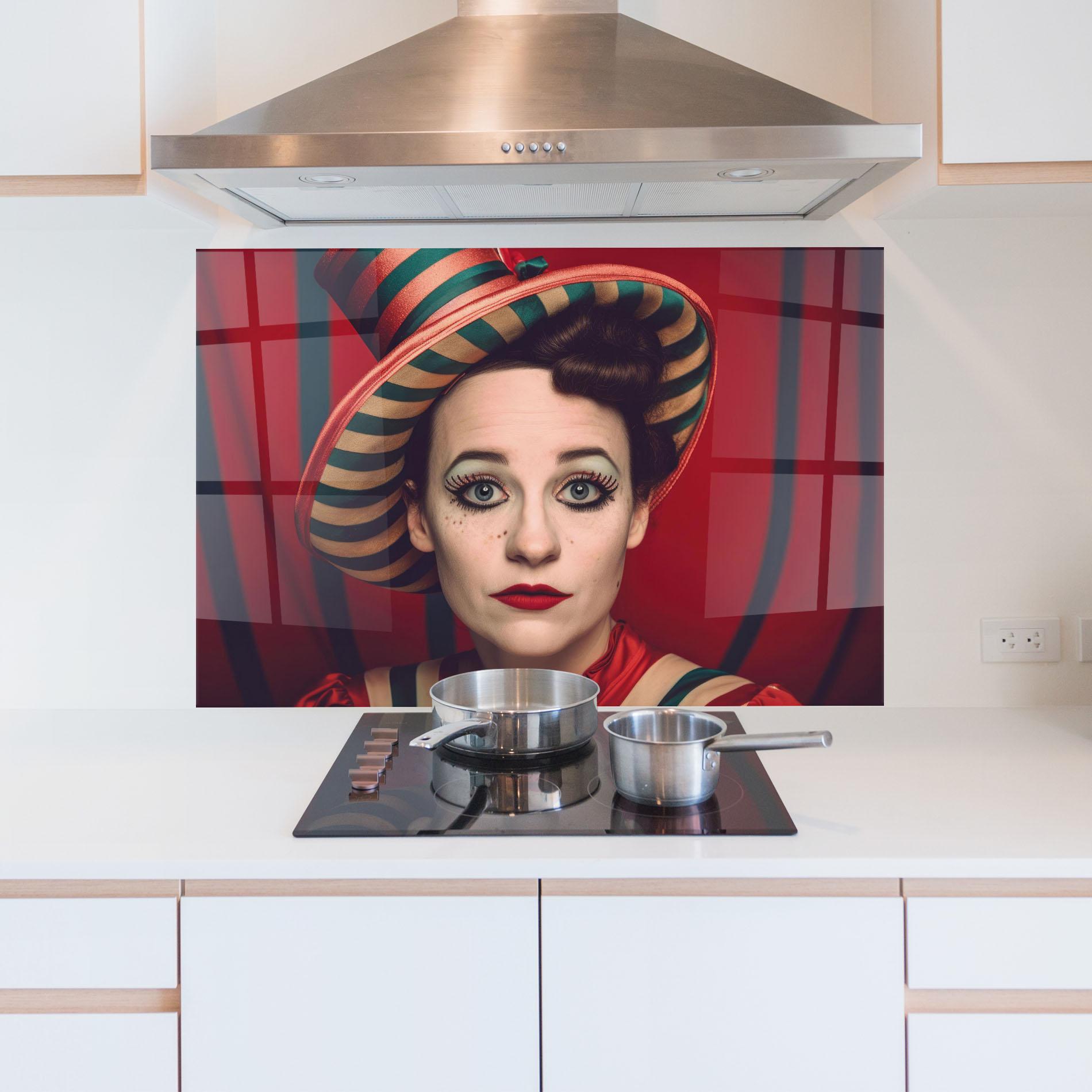 Panou Sticla Bucatarie Carnival Vintage Portrait mockup 5