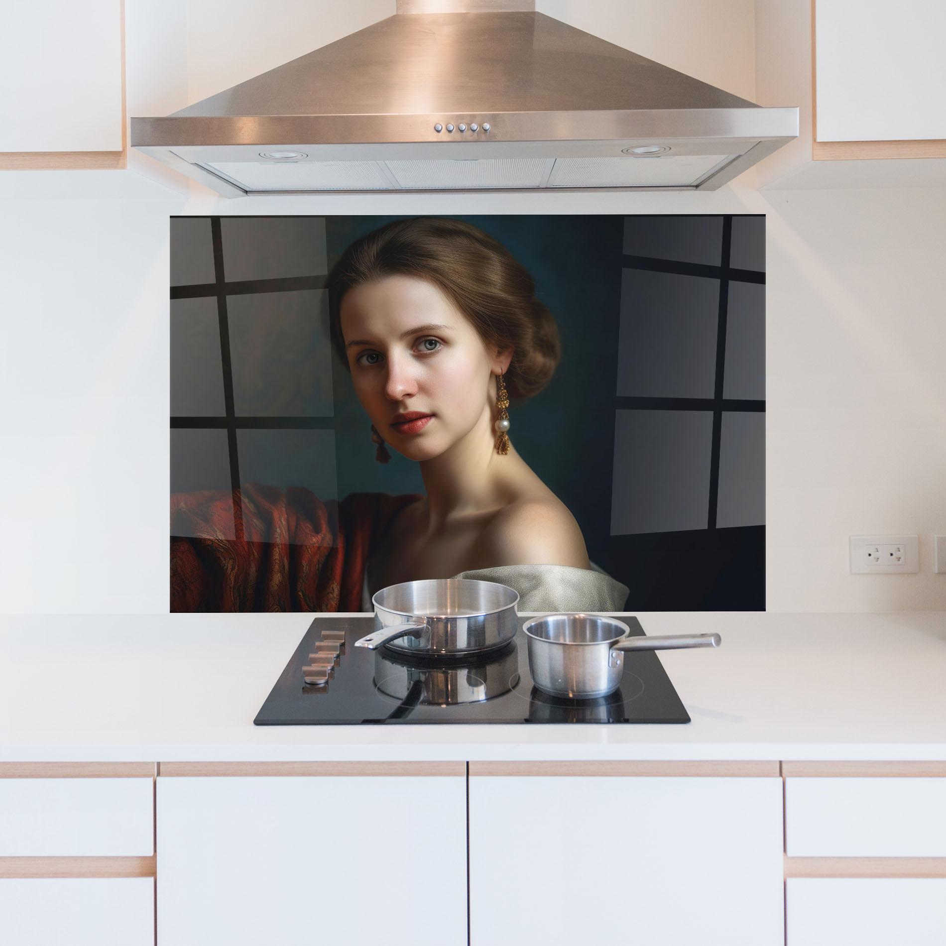 Panou Sticla Bucatarie Classical Painting mockup 5