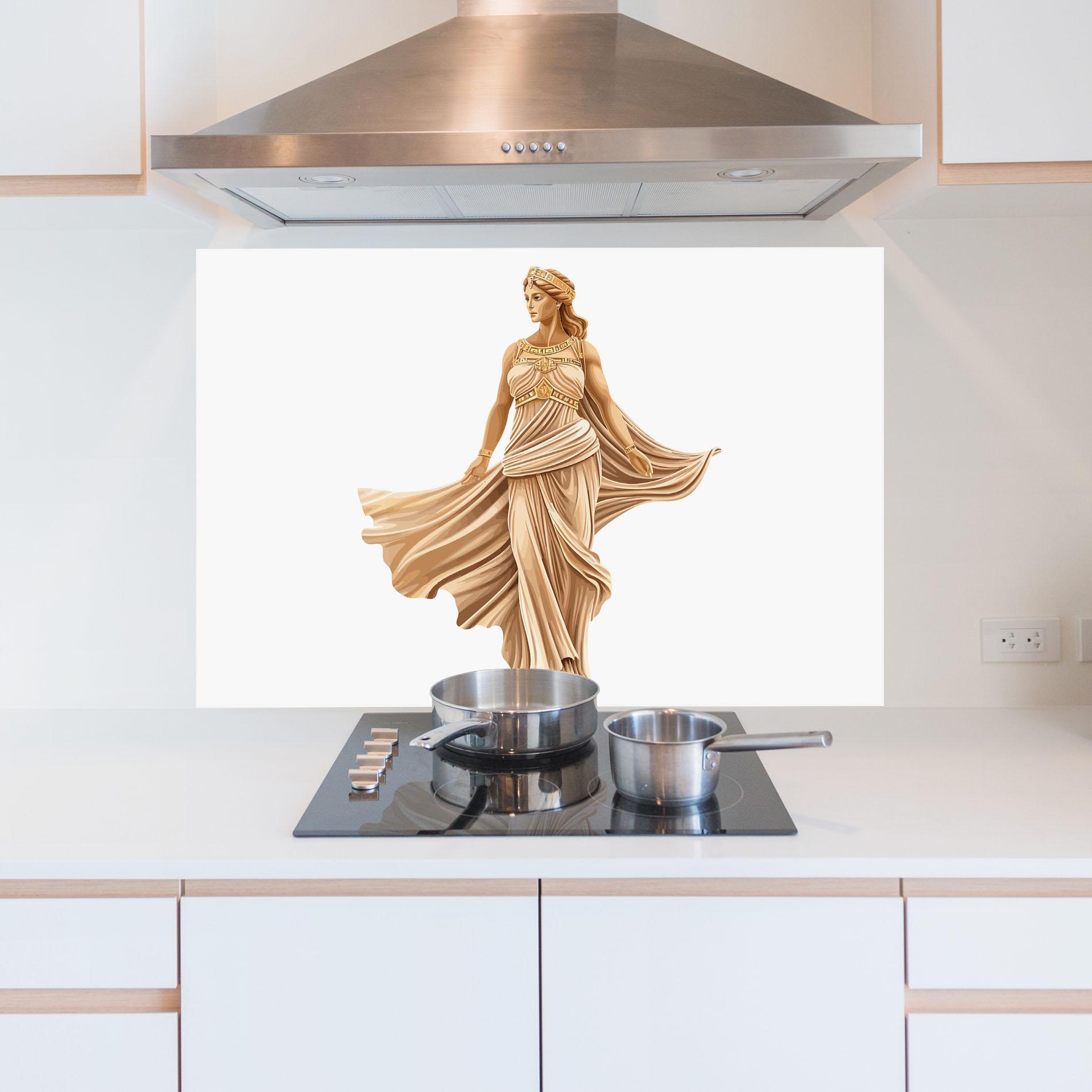 Panou Sticla Bucatarie Gold Statue mockup 5