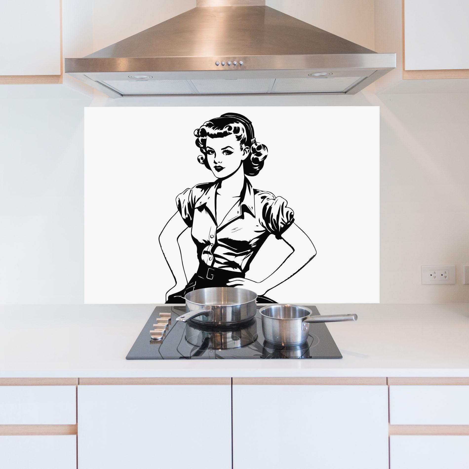 Panou Sticla Bucatarie Pretty Shilouette Girl mockup 5