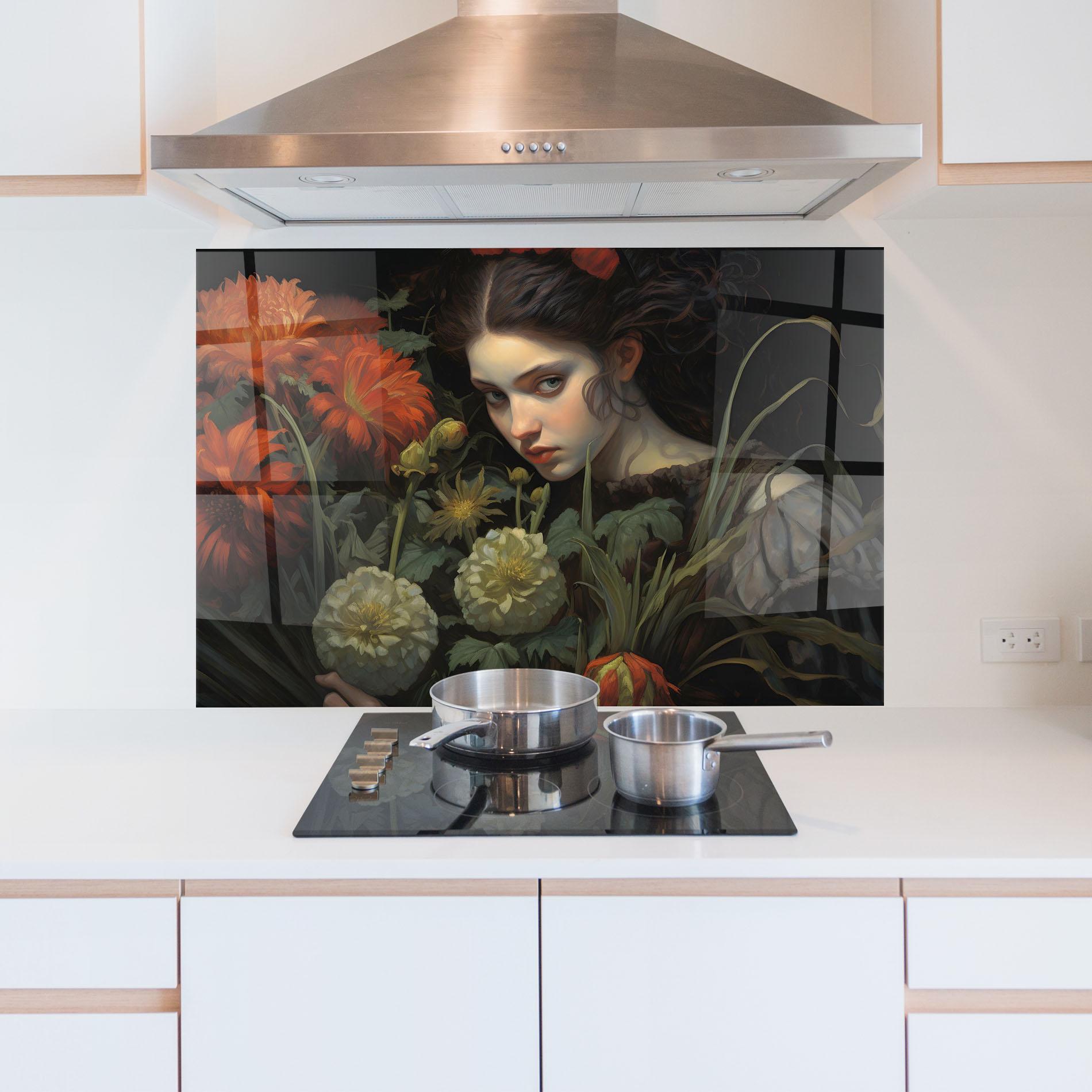 Panou Sticla Bucatarie Vintage Flowers mockup 5