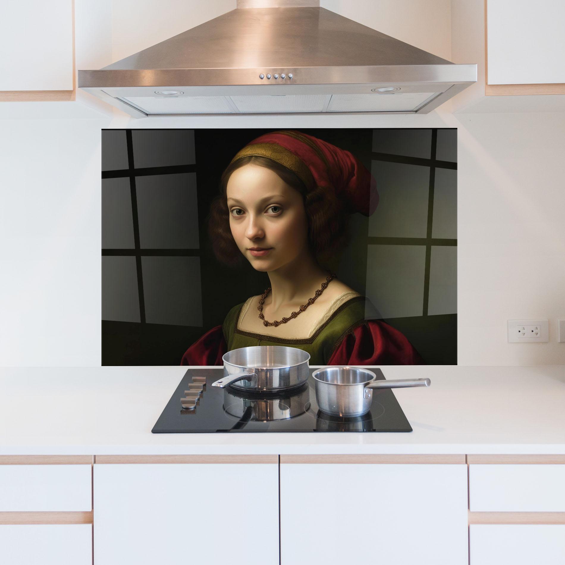 Panou Sticla Bucatarie Vintage Old Painting mockup 5