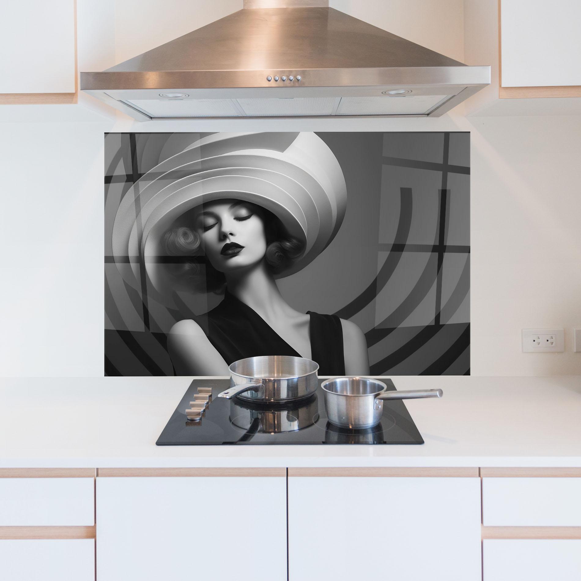 Panou Sticla Bucatarie Vintage Pretty Lady mockup 5