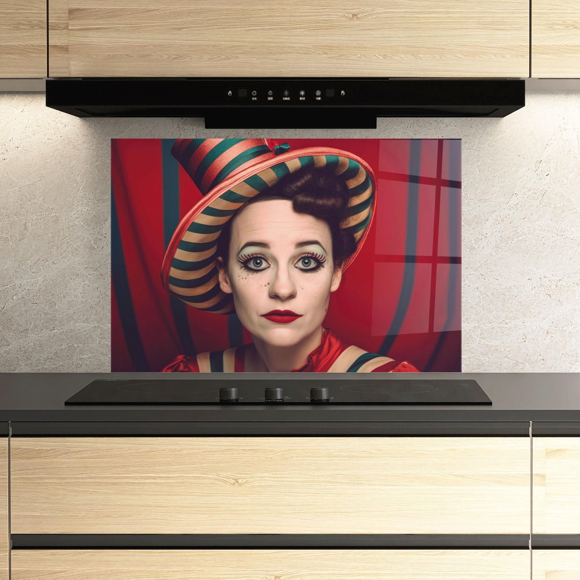 Panou Sticla Bucatarie Carnival Vintage Portrait mockup 3