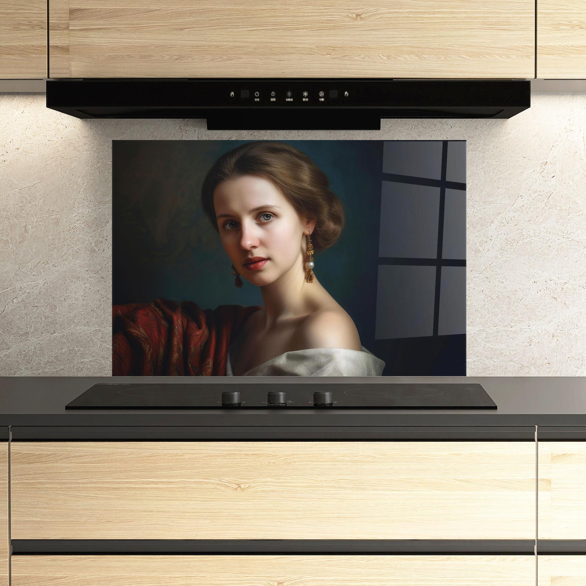 Panou Sticla Bucatarie Classical Painting mockup 3