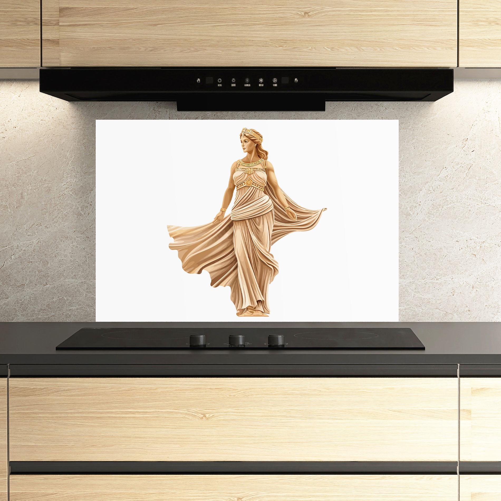 Panou Sticla Bucatarie Gold Statue mockup 3