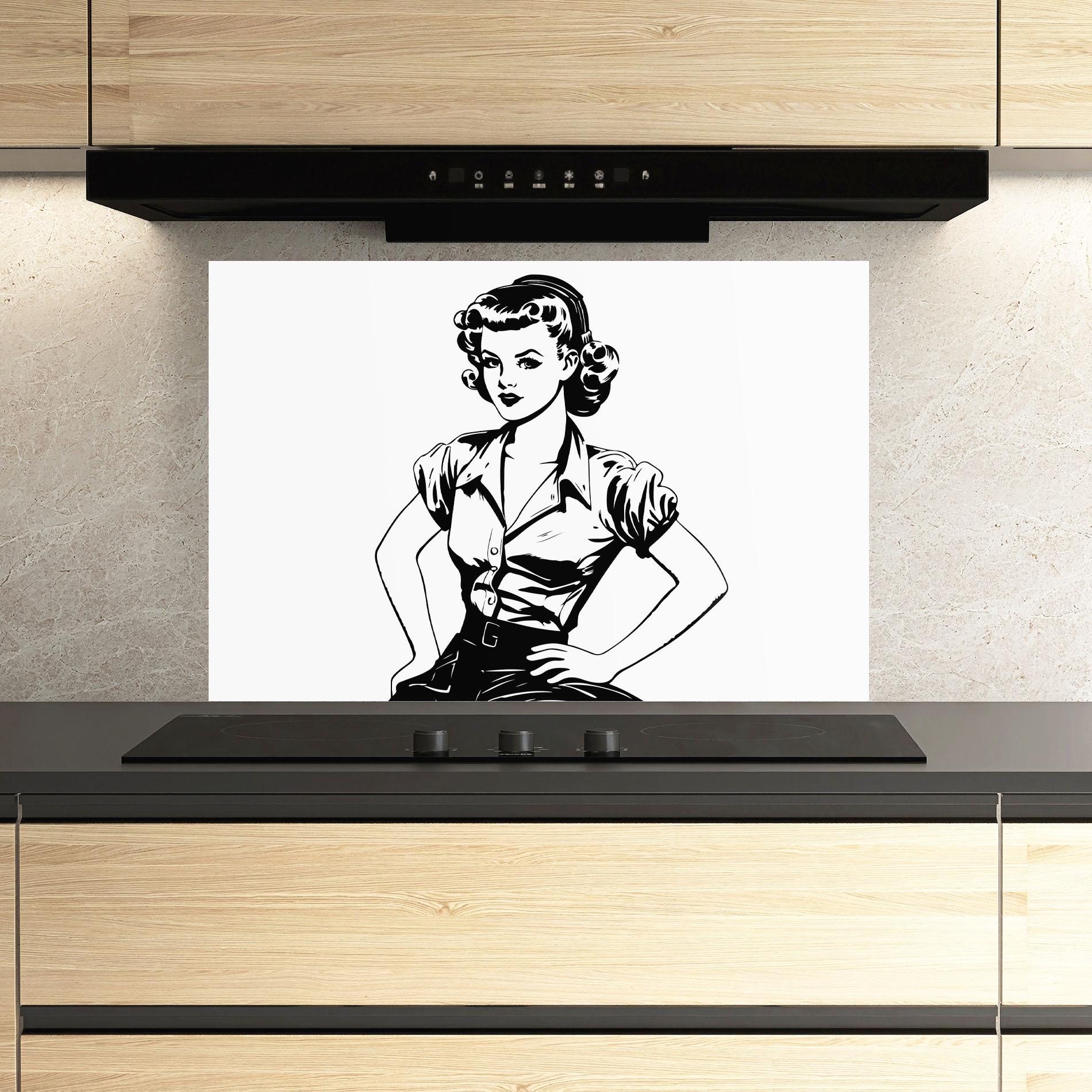 Panou Sticla Bucatarie Pretty Shilouette Girl mockup 3