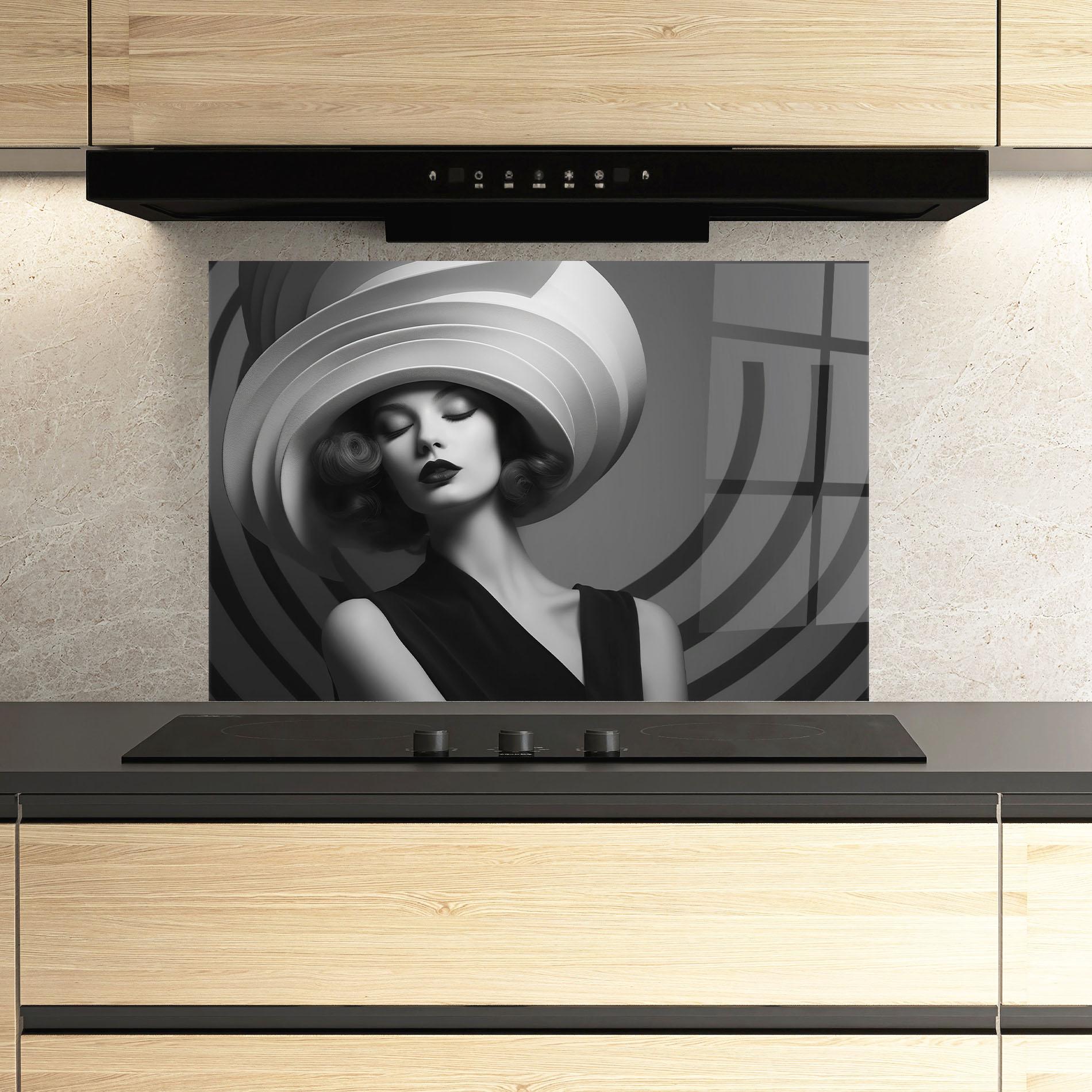 Panou Sticla Bucatarie Vintage Pretty Lady mockup 3