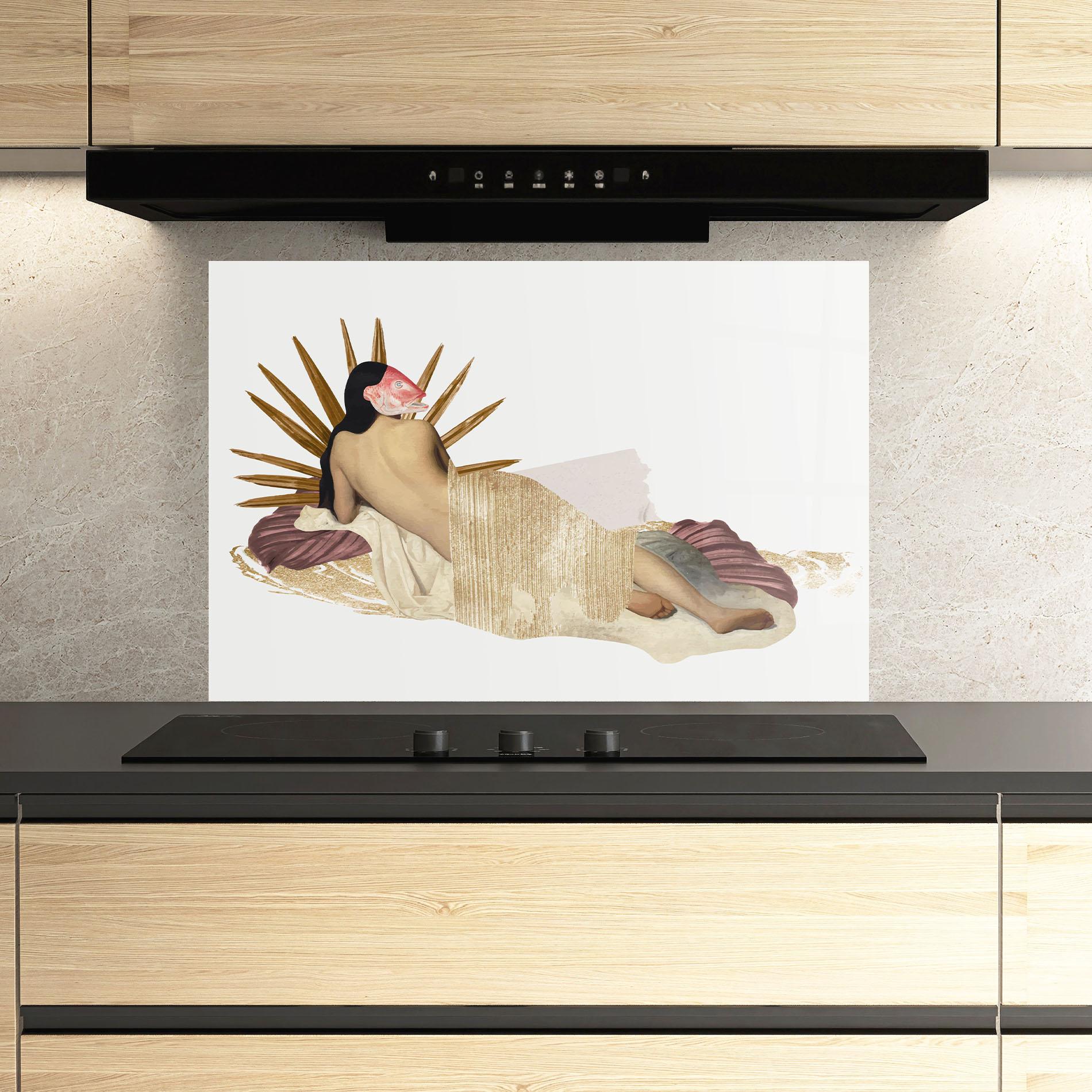 Panou Sticla Bucatarie Vintage Woman Art mockup 3