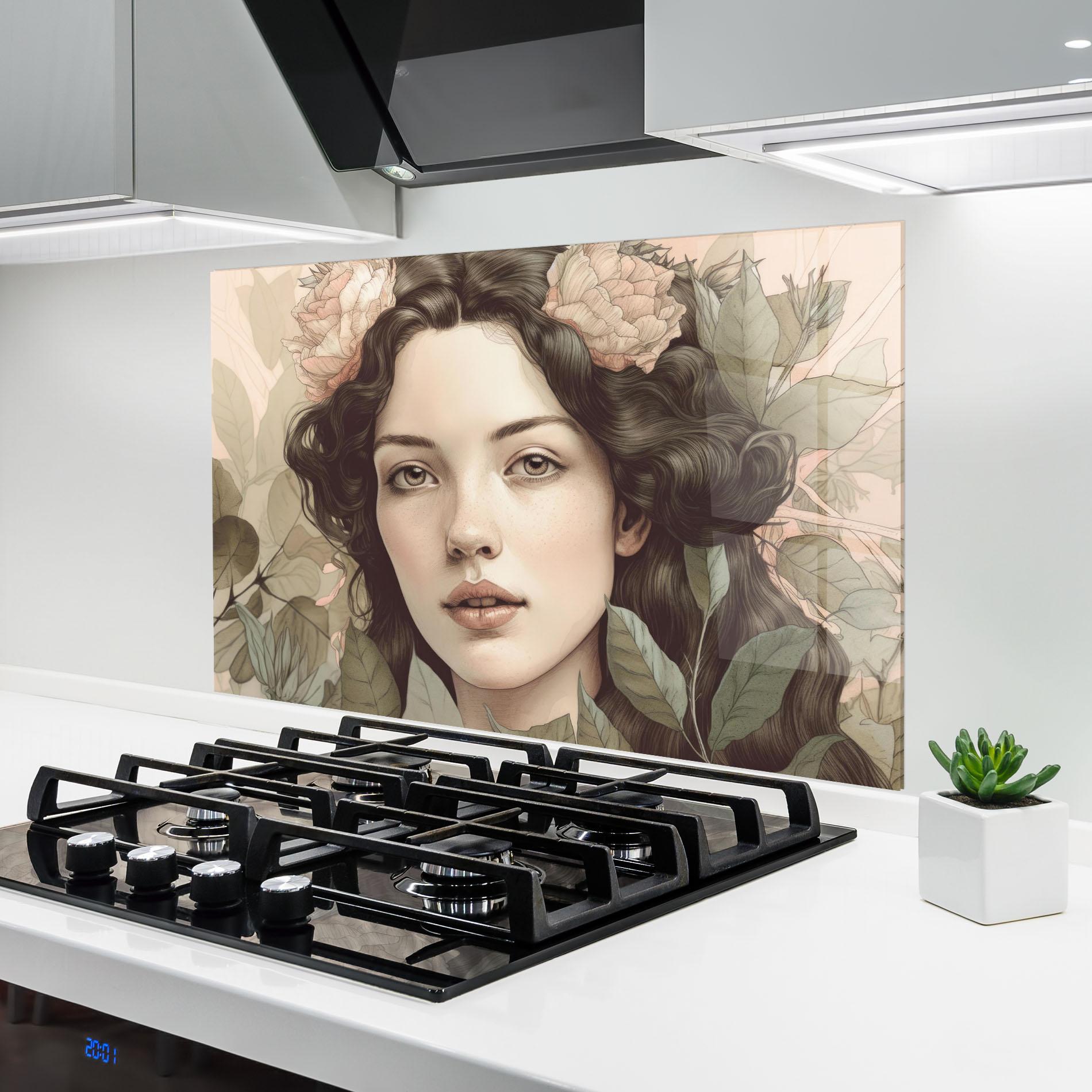 Panou Sticla Bucatarie Beautiful Vintage Portrait mockup 6