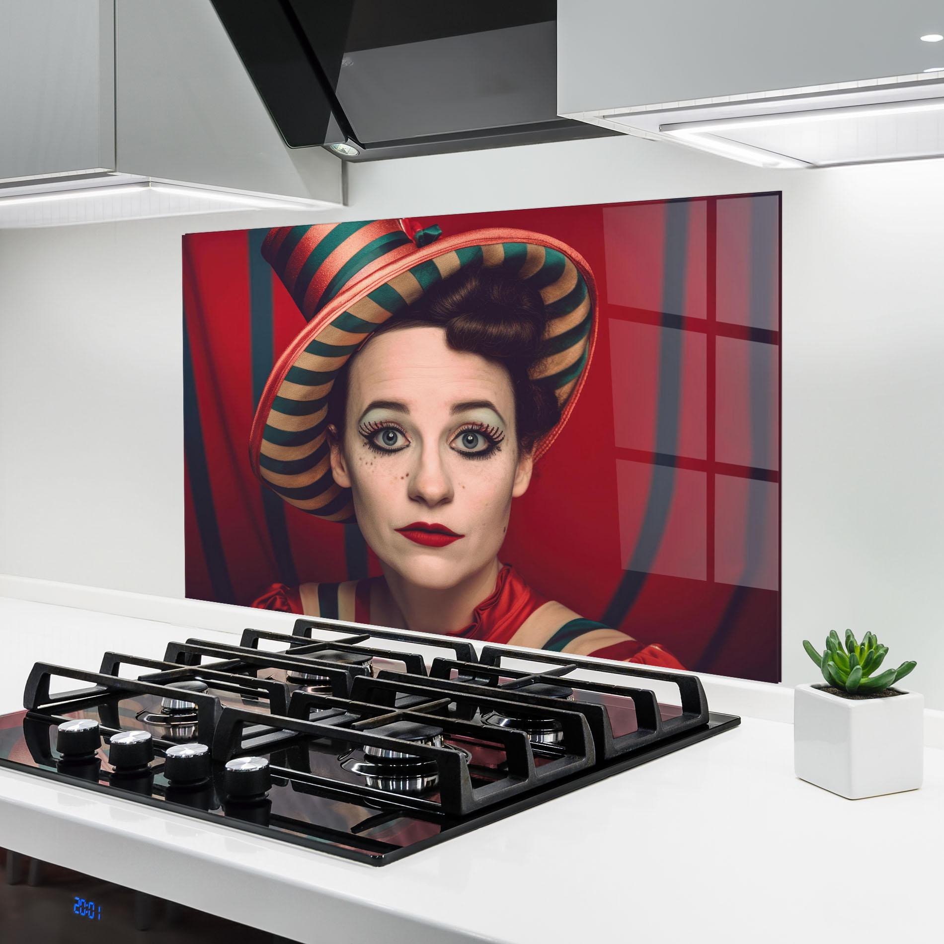 Panou Sticla Bucatarie Carnival Vintage Portrait mockup 6