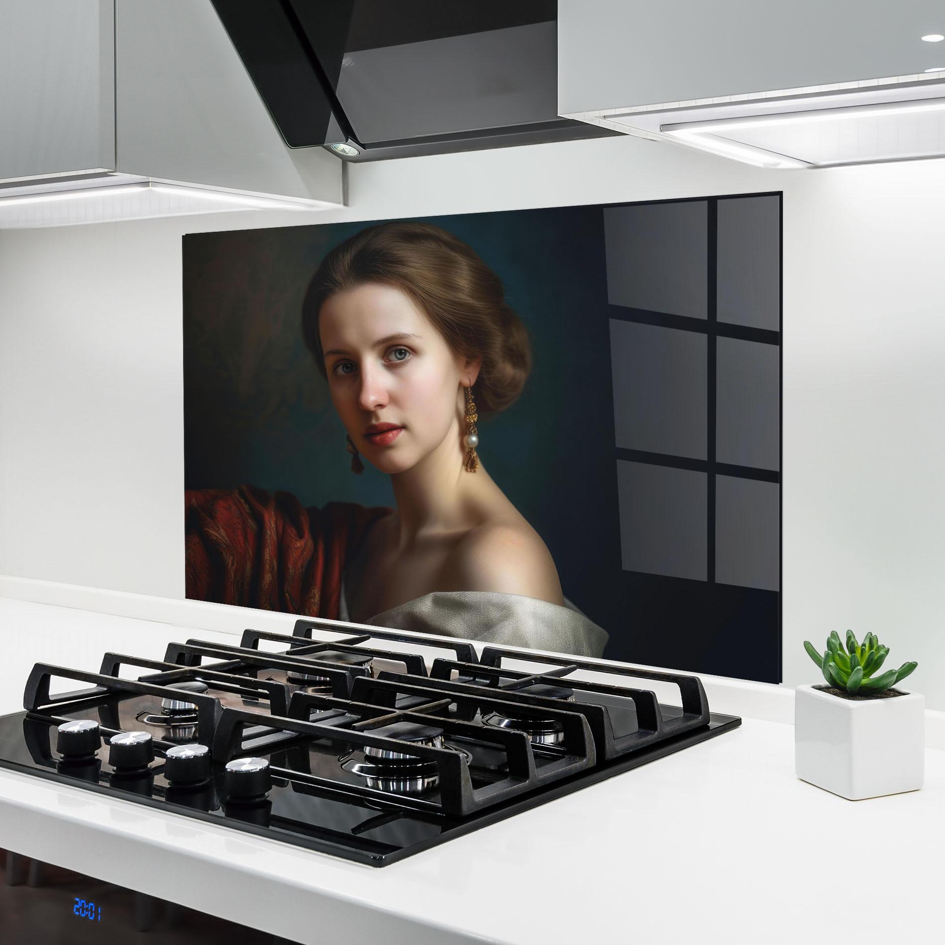 Panou Sticla Bucatarie Classical Painting mockup 6