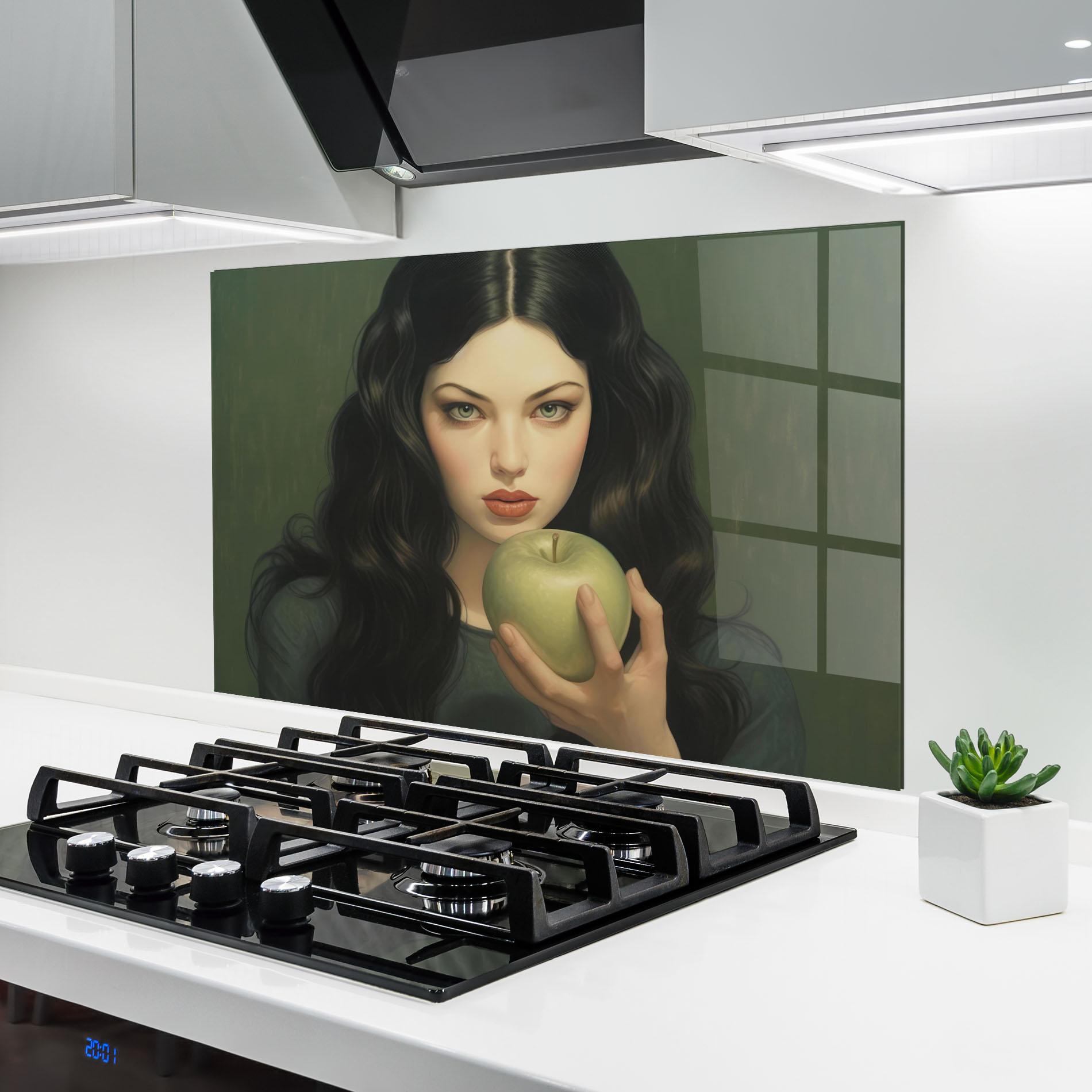 Panou Sticla Bucatarie Green Apple Painting mockup 6