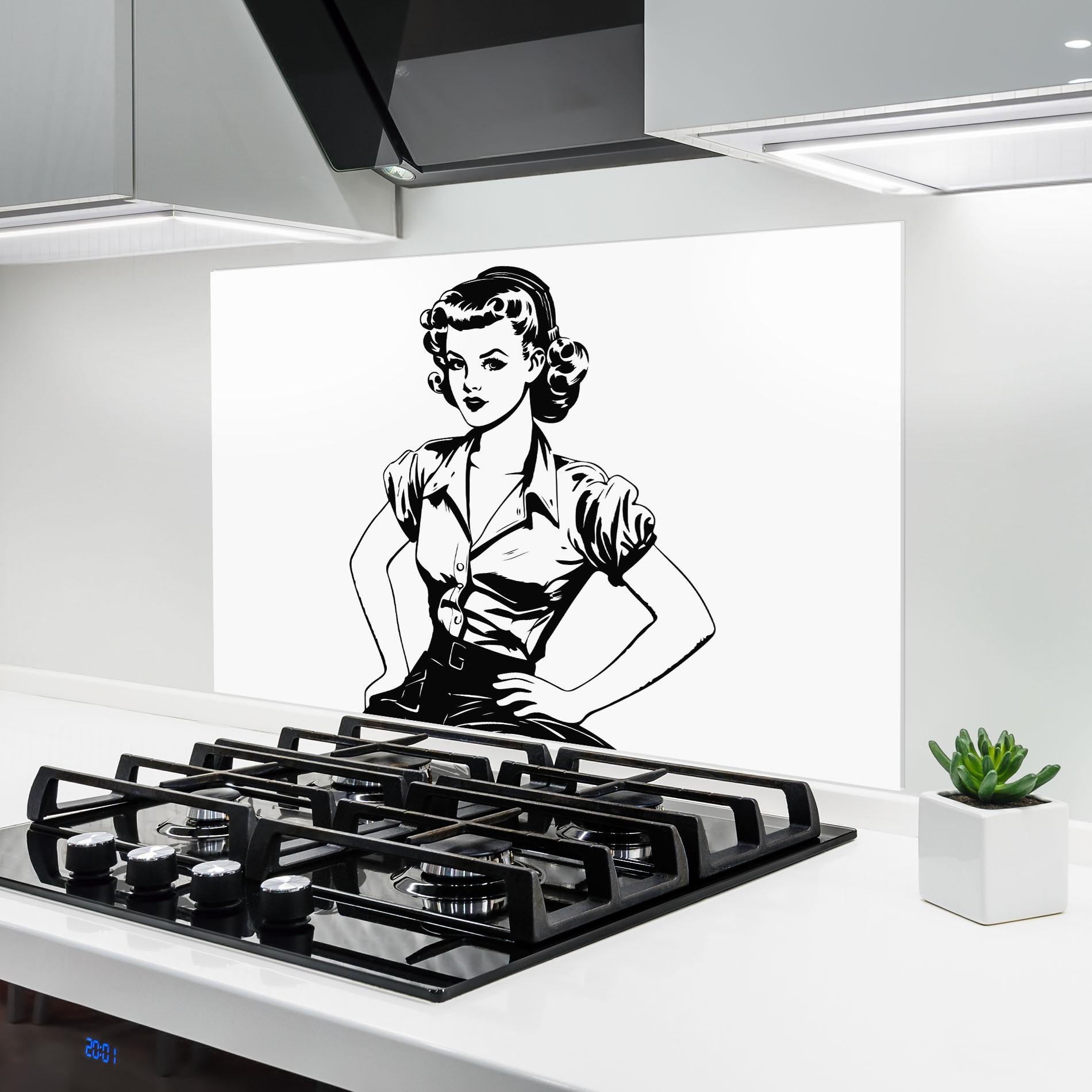 Panou Sticla Bucatarie Pretty Shilouette Girl mockup 6