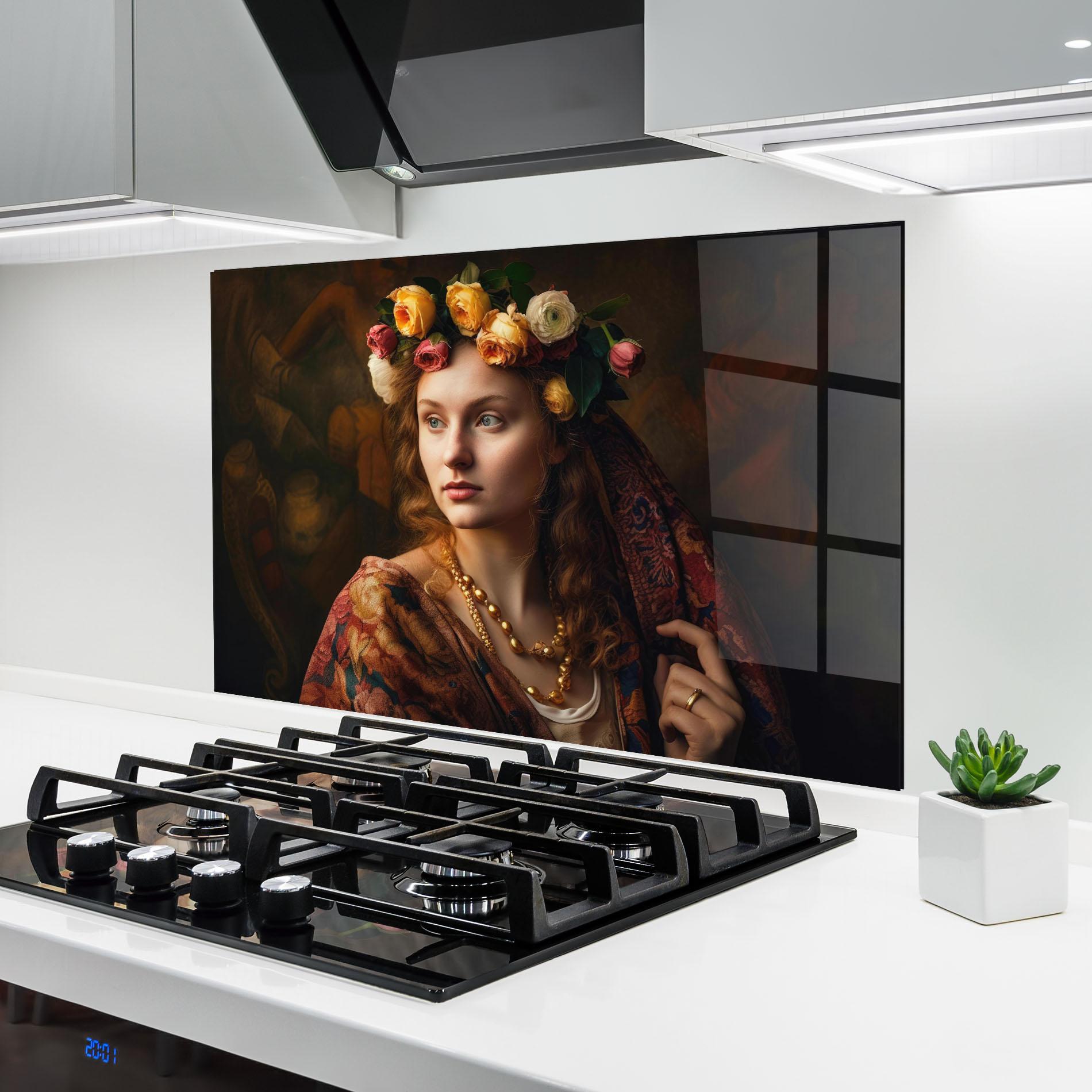 Panou Sticla Bucatarie Renaissance Woman mockup 6