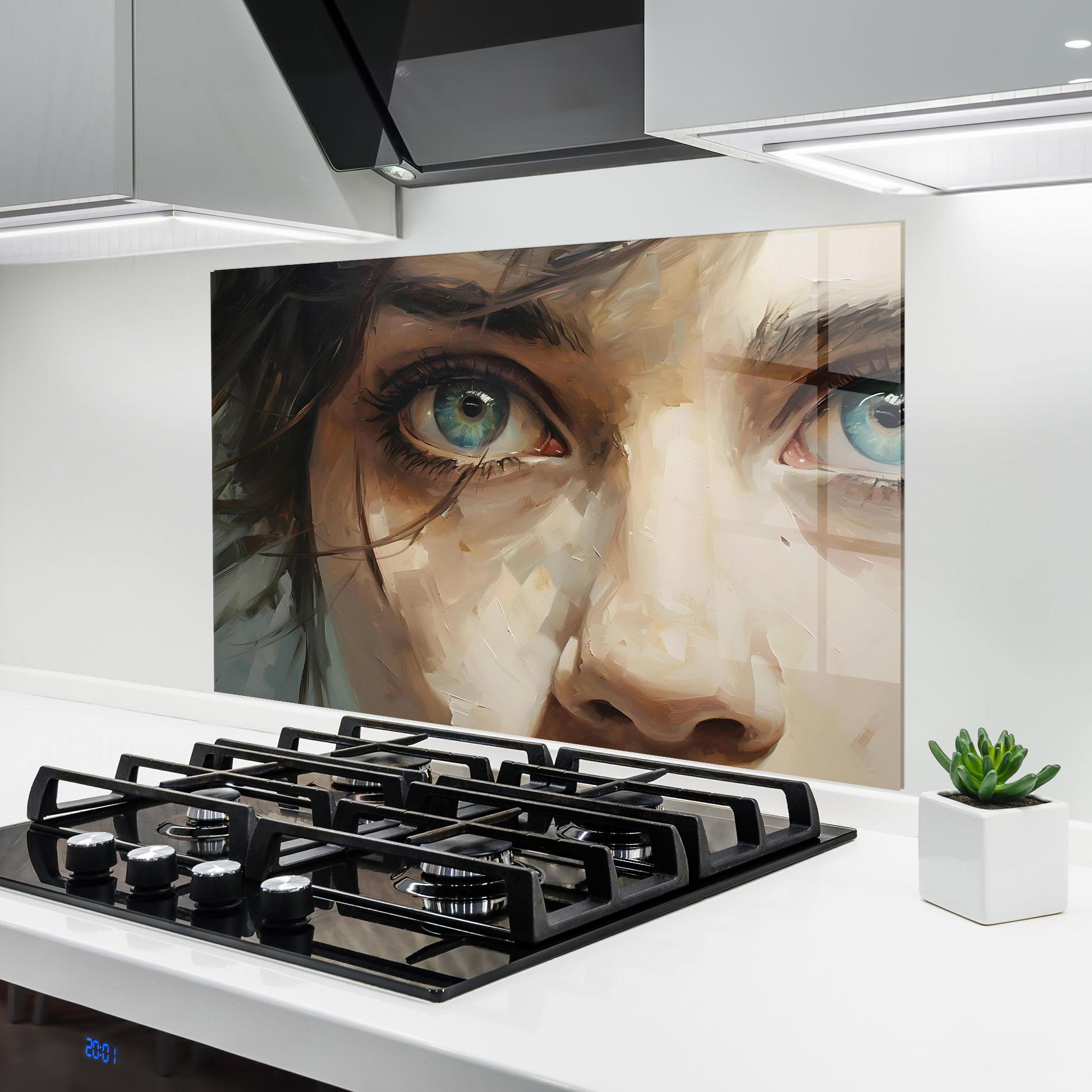 Panou Sticla Bucatarie Vintage Blue Eyes Art mockup 6