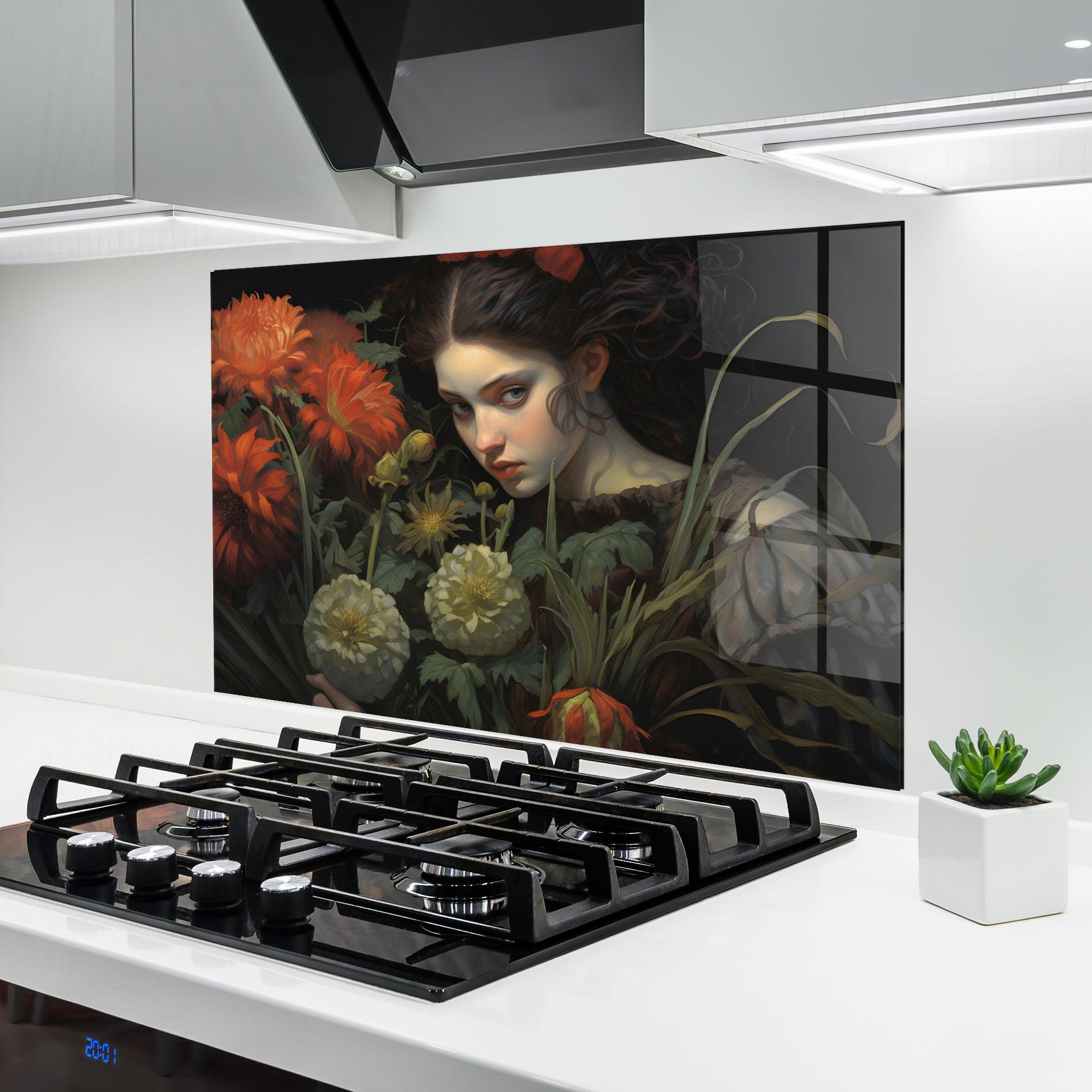 Panou Sticla Bucatarie Vintage Flowers mockup 6