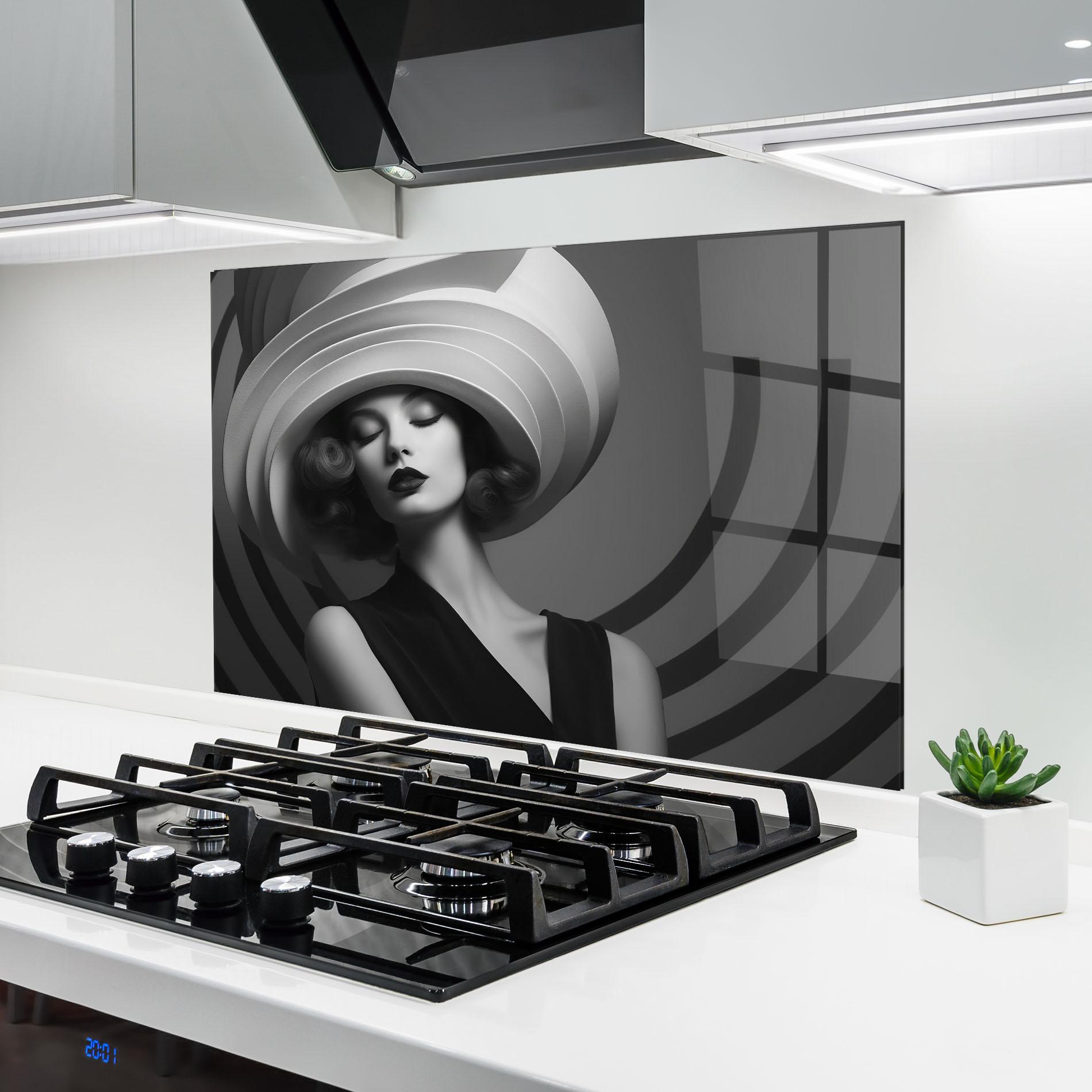 Panou Sticla Bucatarie Vintage Pretty Lady mockup 6