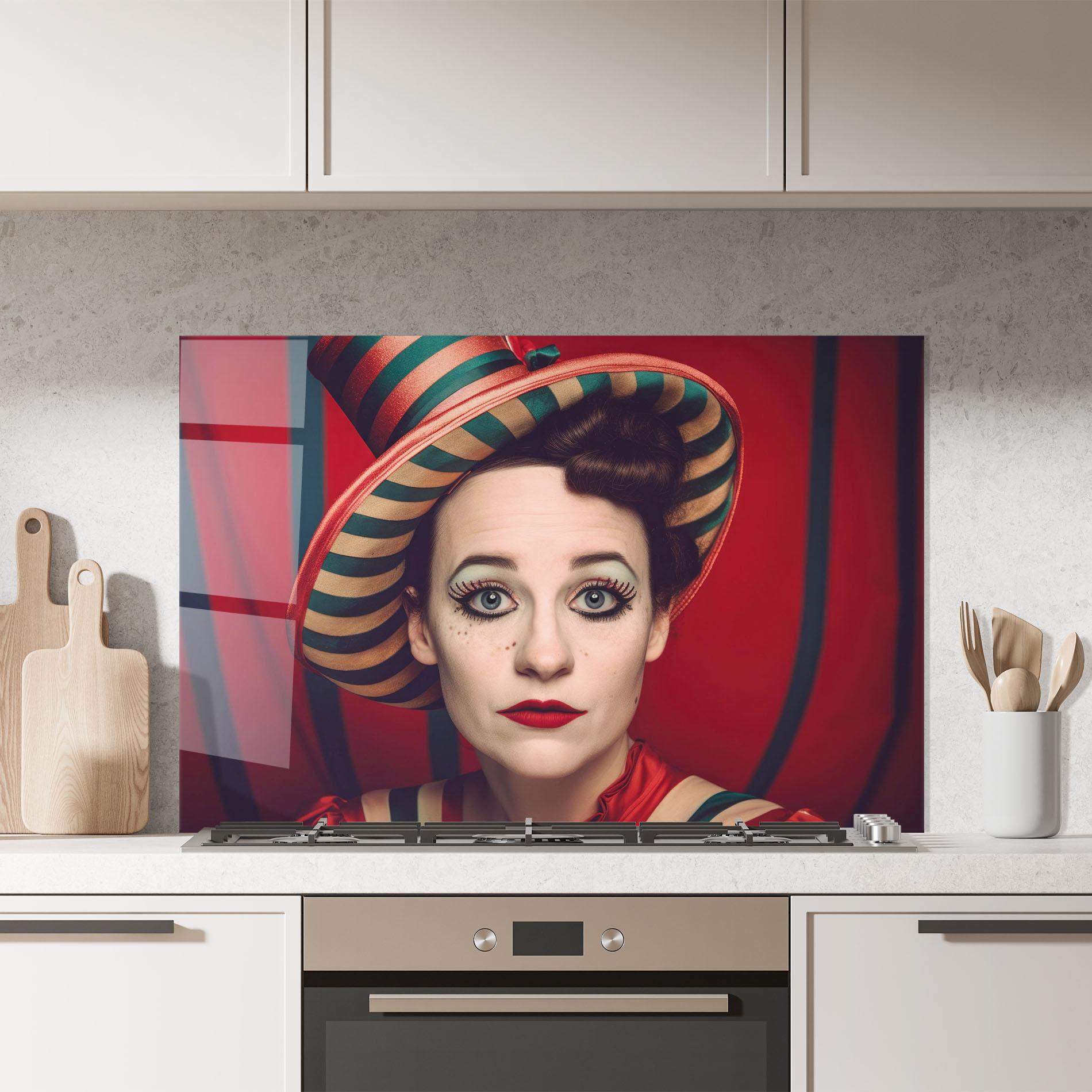 Panou Sticla Bucatarie Carnival Vintage Portrait mockup 7